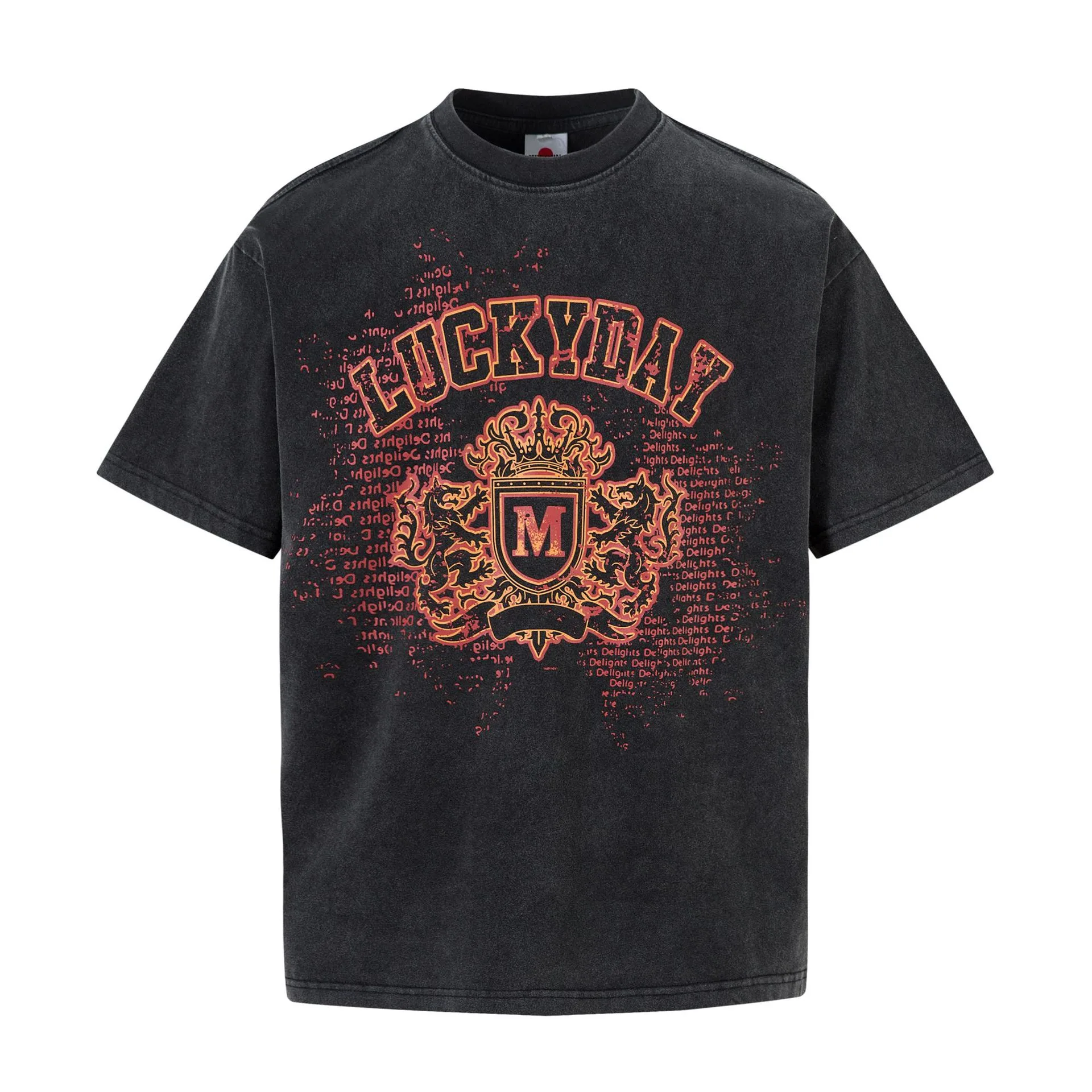 Jiayiku Men's  Summer New American Retro Fashion Brand Tee  Badge Washed Short-sleeved T-shirt For Men And Women display picture 3