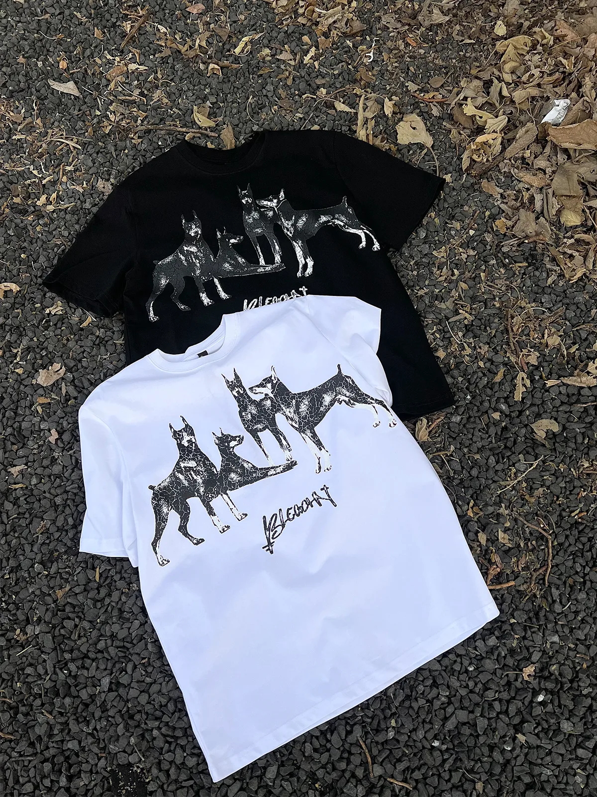 Jiayiku Men's  Summer American Street Hip Hop Fashion Brand Tee Diablo Doberman Printed T-Shirt Short Sleeve display picture 7