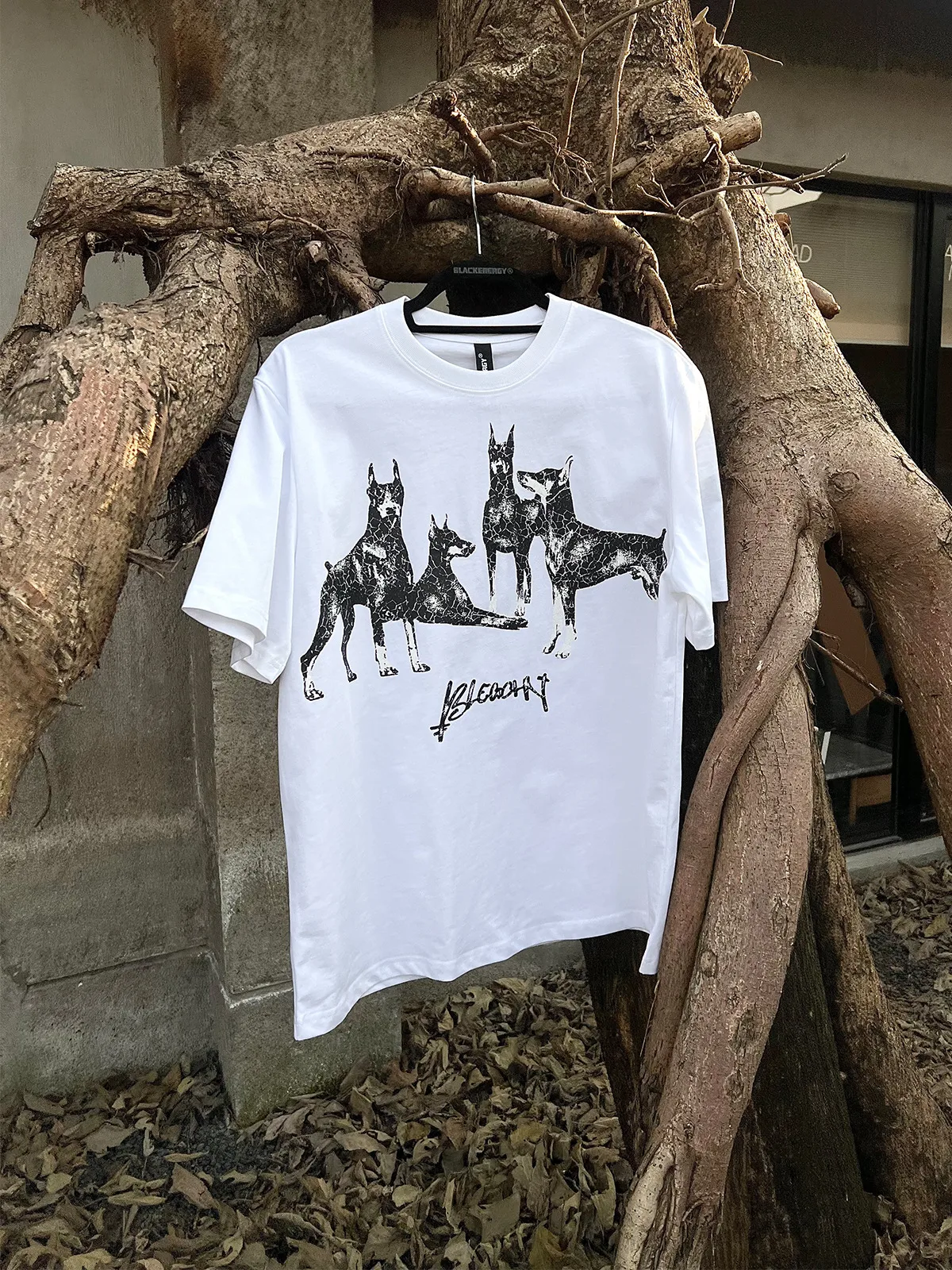 Jiayiku Men's  Summer American Street Hip Hop Fashion Brand Tee Diablo Doberman Printed T-Shirt Short Sleeve display picture 11