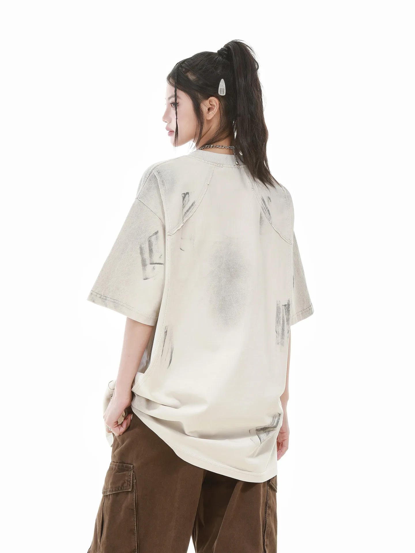 Jiayiku Men's  Summer New American Retro Fashion Brand Heavy Washing Personalized Graffiti Stitching T-Shirt Short Sleeve display picture 21