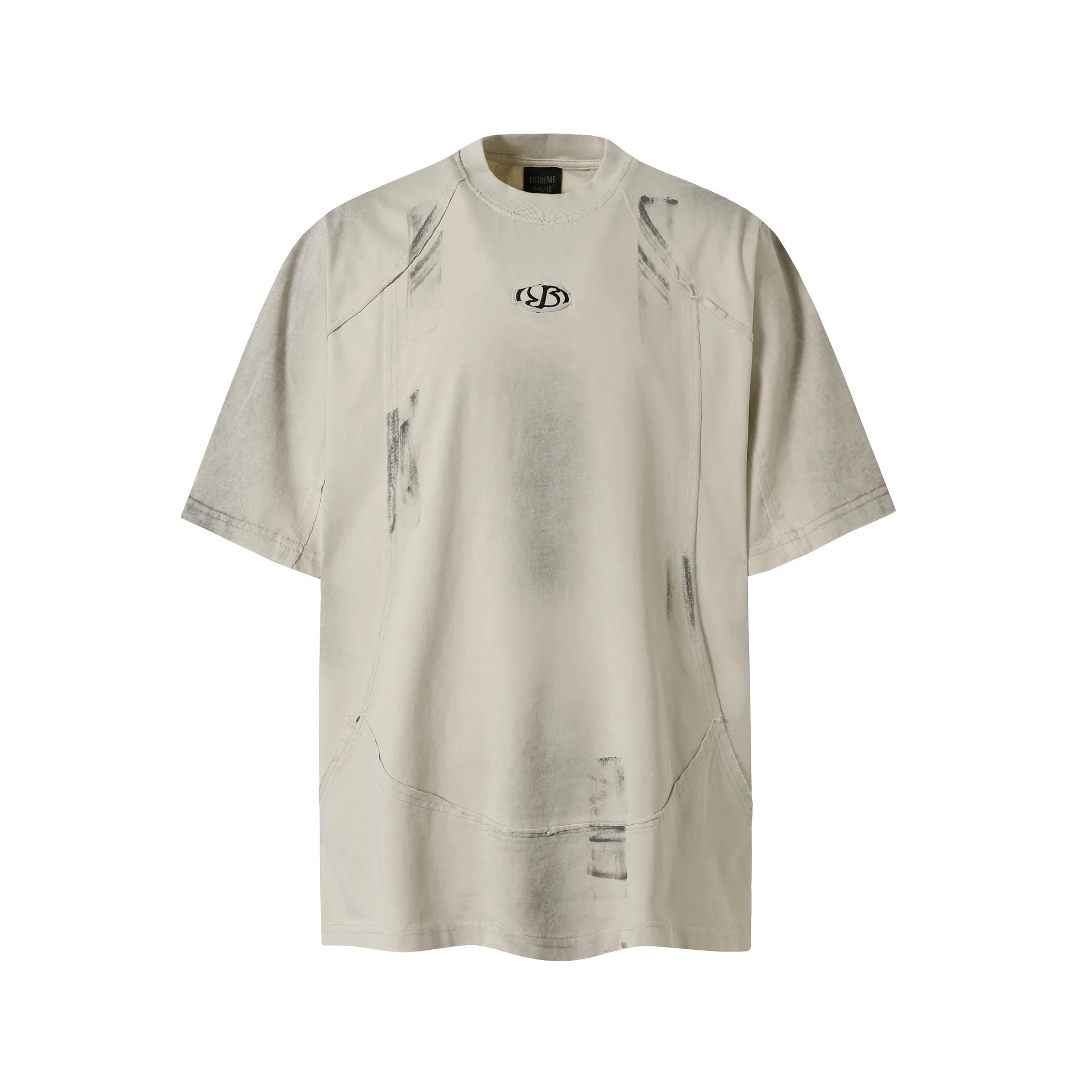 Jiayiku Men's  Summer New American Retro Fashion Brand Heavy Washing Personalized Graffiti Stitching T-Shirt Short Sleeve display picture 23