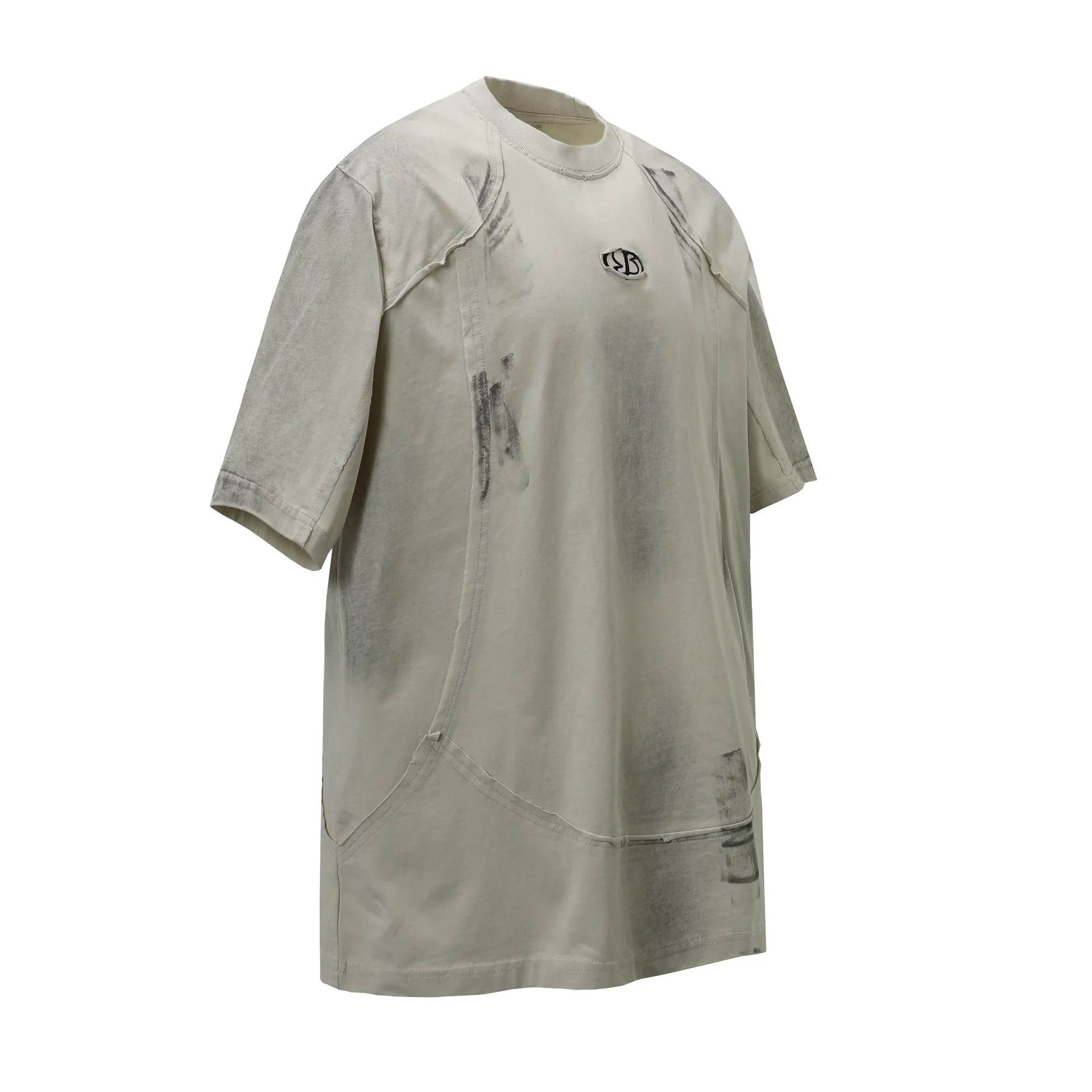 Jiayiku Men's  Summer New American Retro Fashion Brand Heavy Washing Personalized Graffiti Stitching T-Shirt Short Sleeve display picture 24