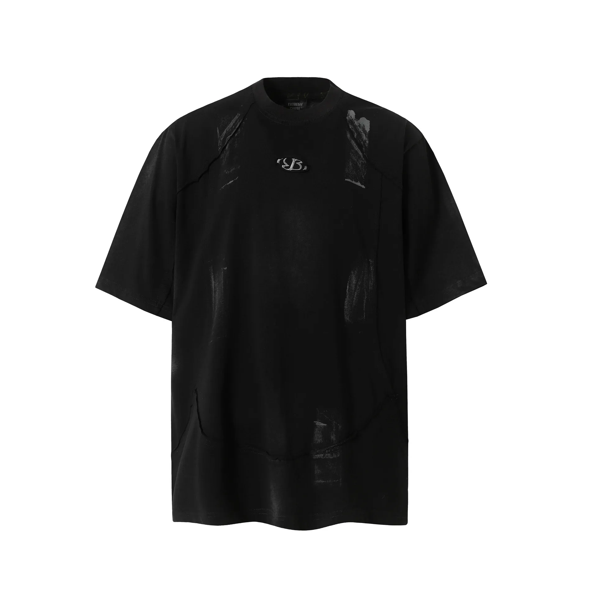 Jiayiku Men's  Summer New American Retro Fashion Brand Heavy Washing Personalized Graffiti Stitching T-Shirt Short Sleeve display picture 26