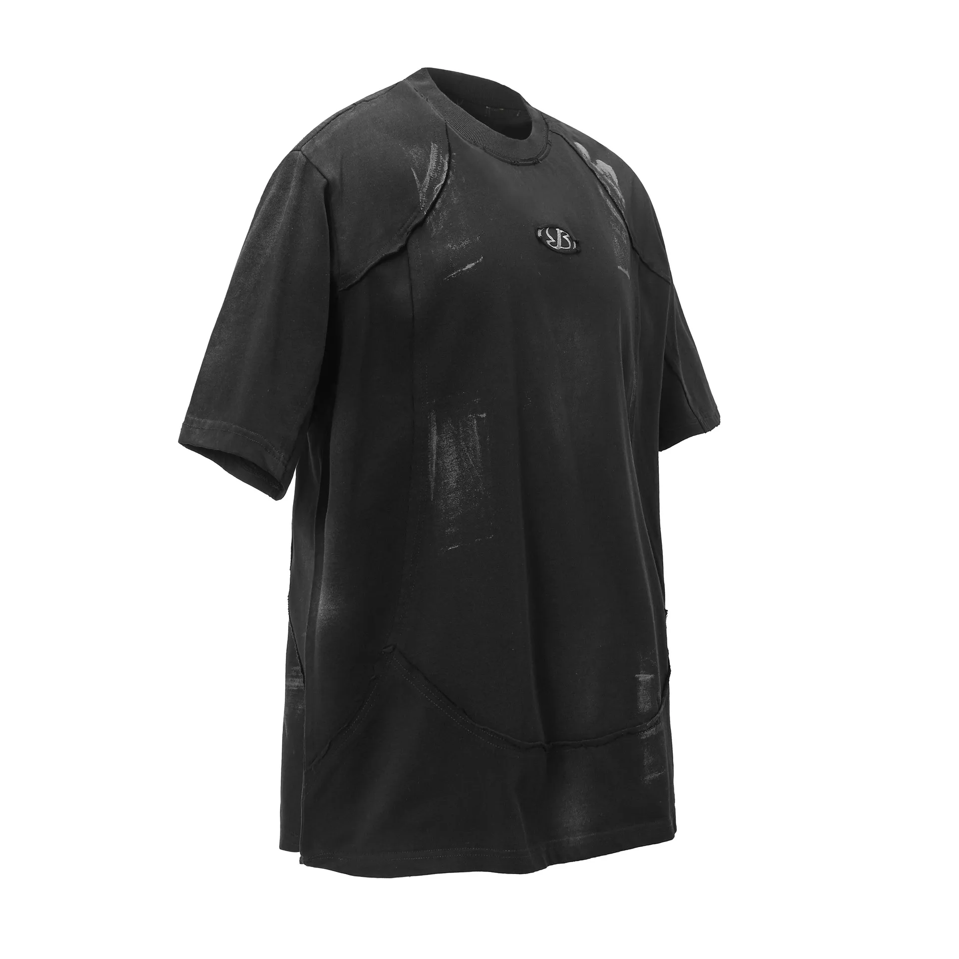 Jiayiku Men's  Summer New American Retro Fashion Brand Heavy Washing Personalized Graffiti Stitching T-Shirt Short Sleeve display picture 27