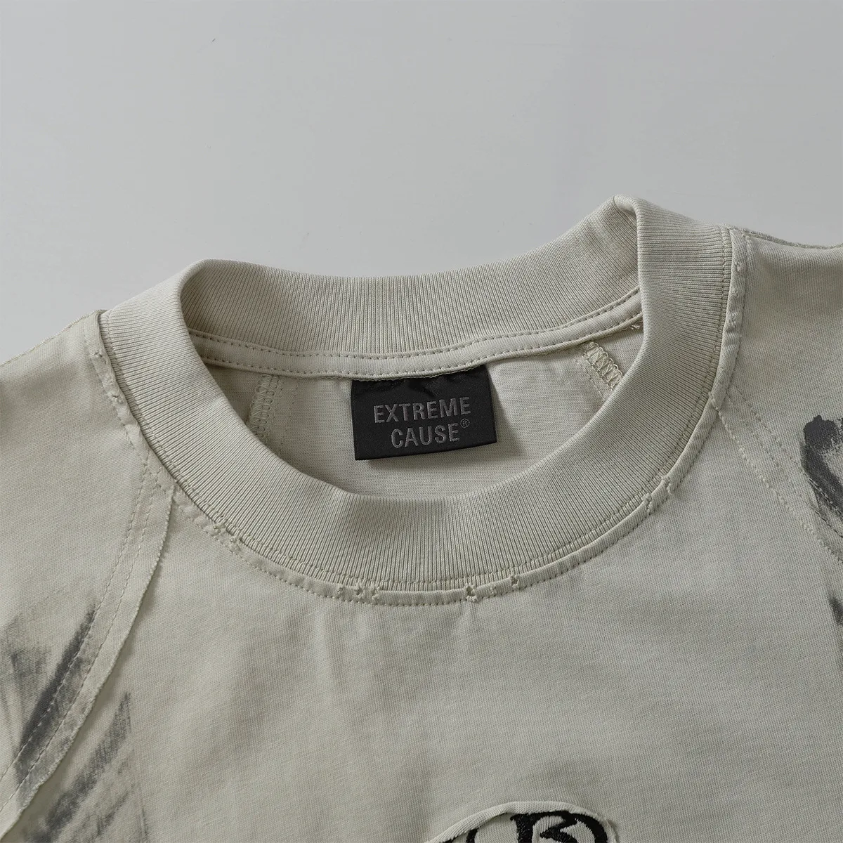 Jiayiku Men's  Summer New American Retro Fashion Brand Heavy Washing Personalized Graffiti Stitching T-Shirt Short Sleeve display picture 30