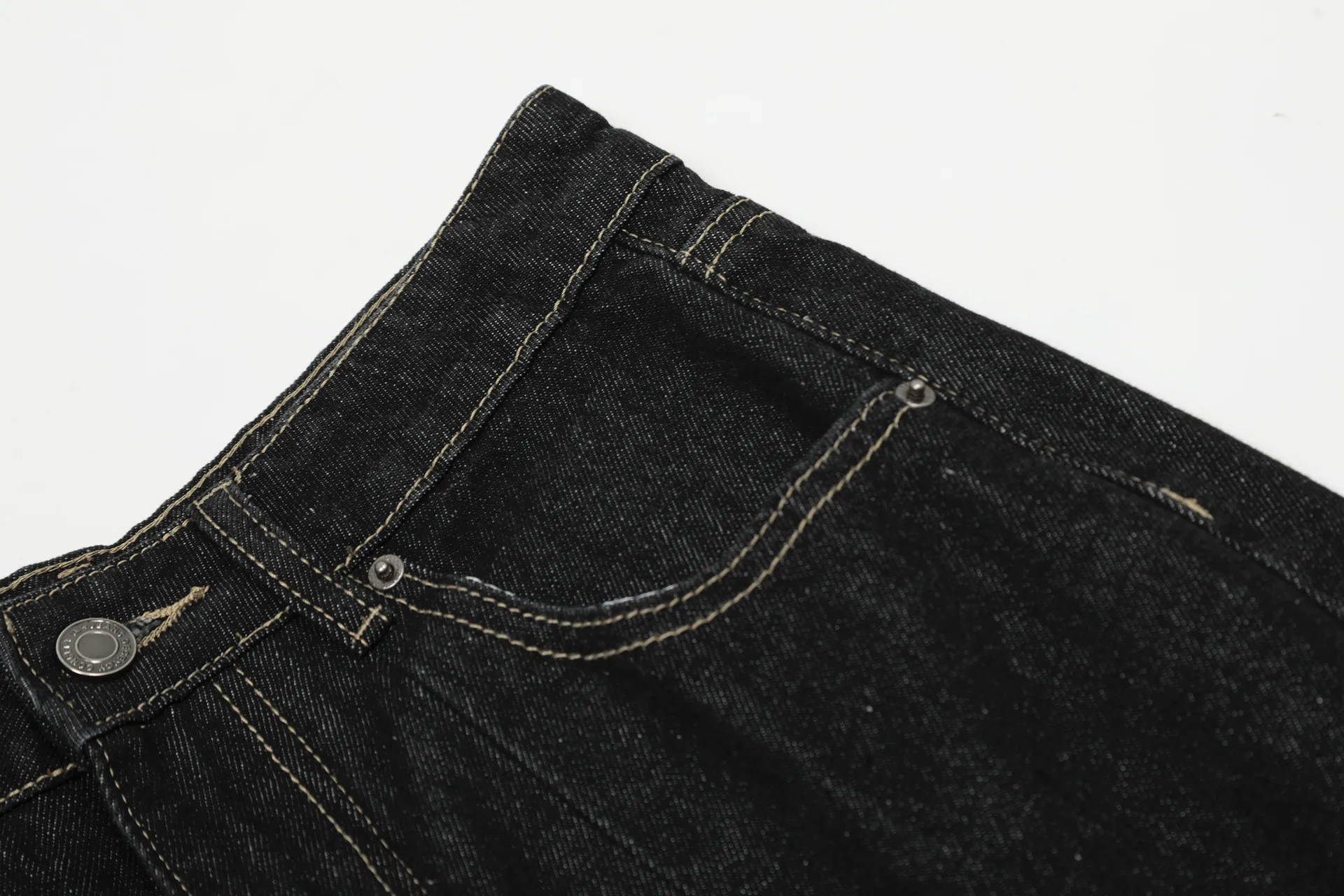 Jiayi Library Men's  New American Vintage Pleated Washed Jeans Men's And Women's Vibe Scimitar Wide Leg Pants display picture 7