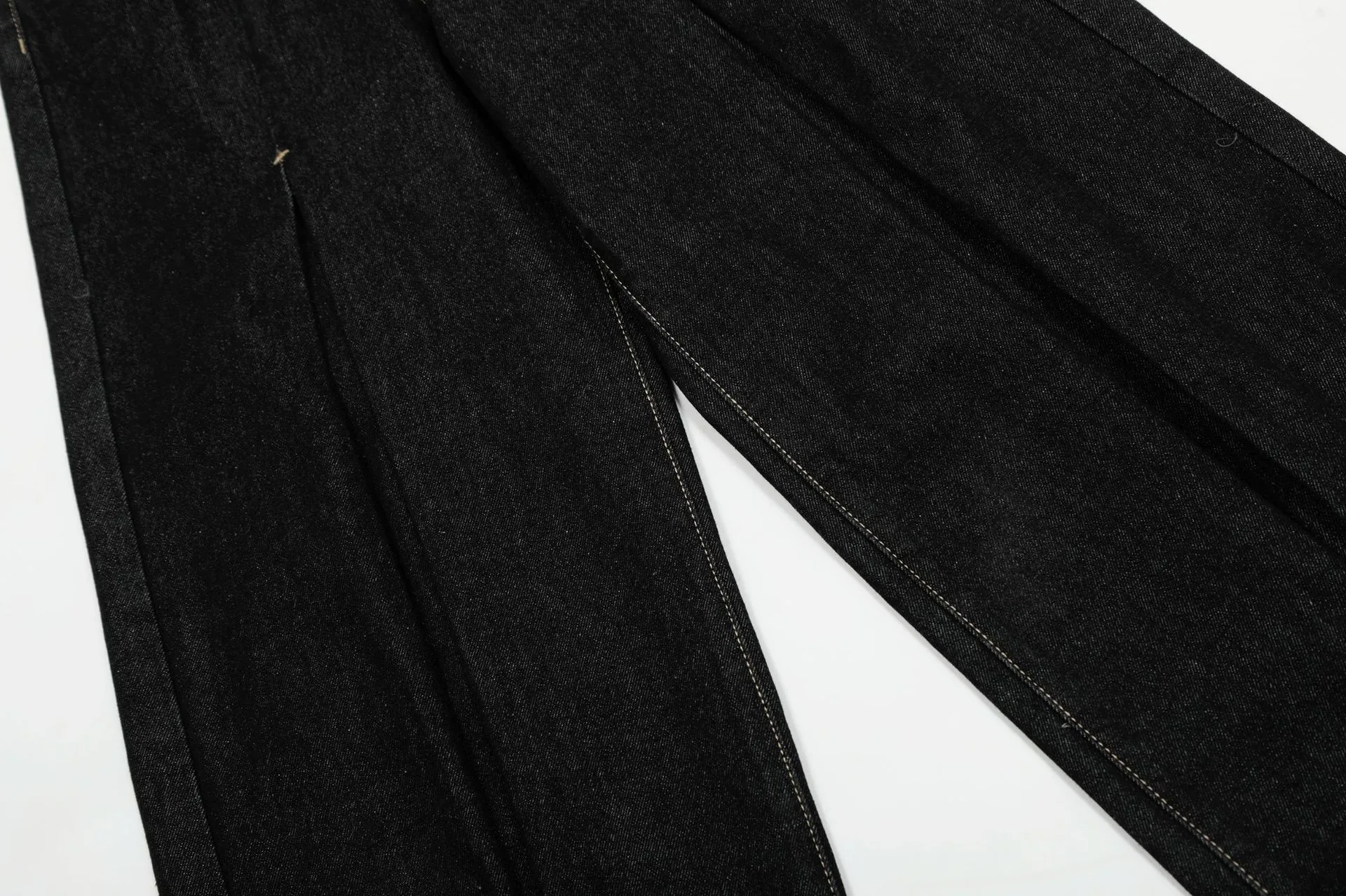Jiayi Library Men's  New American Vintage Pleated Washed Jeans Men's And Women's Vibe Scimitar Wide Leg Pants display picture 9