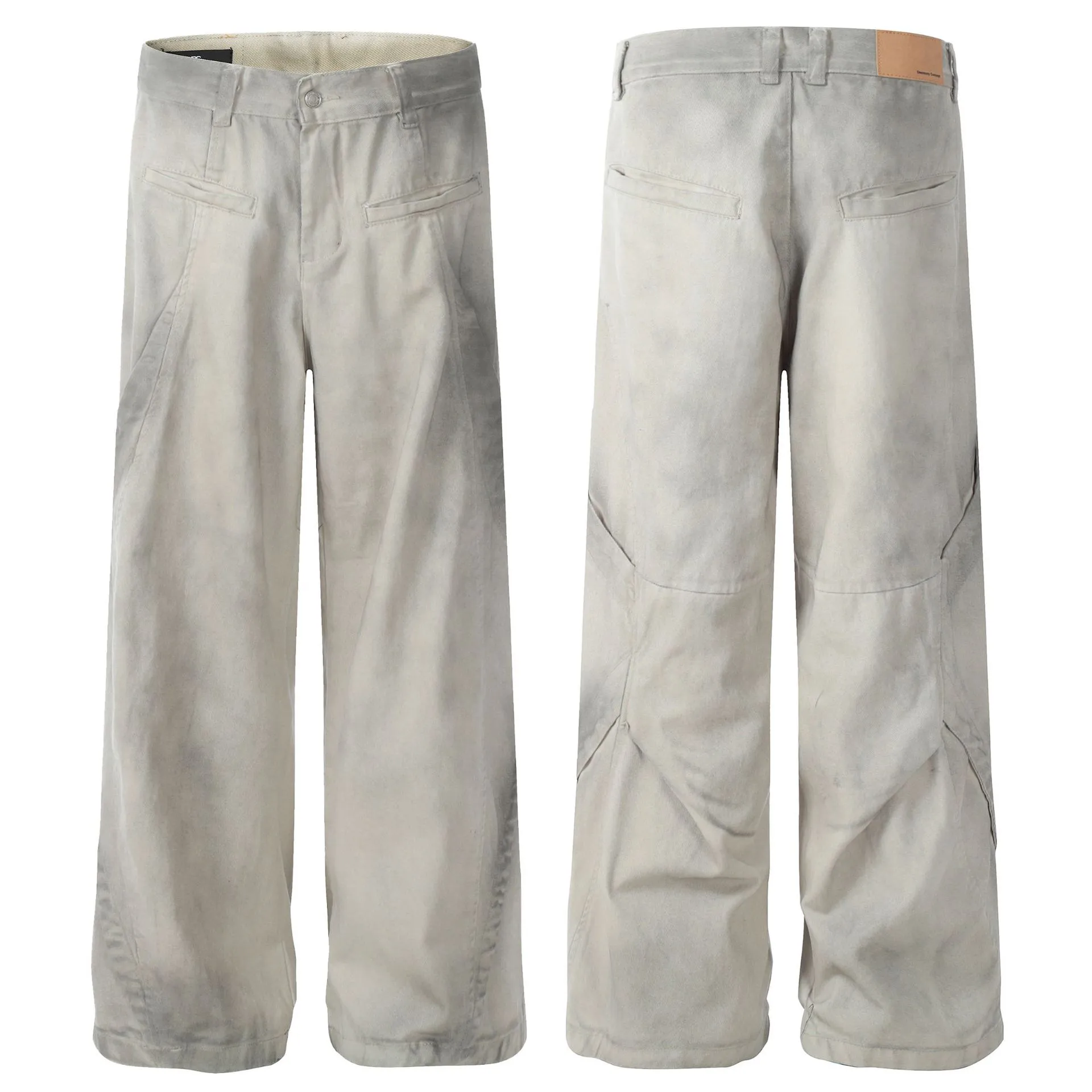 Jiayi Library Men's  New High Street American Waste Earth Wind Inkjet Dirty Dye Casual Pants Men's Straight Wide Leg Pants display picture 2