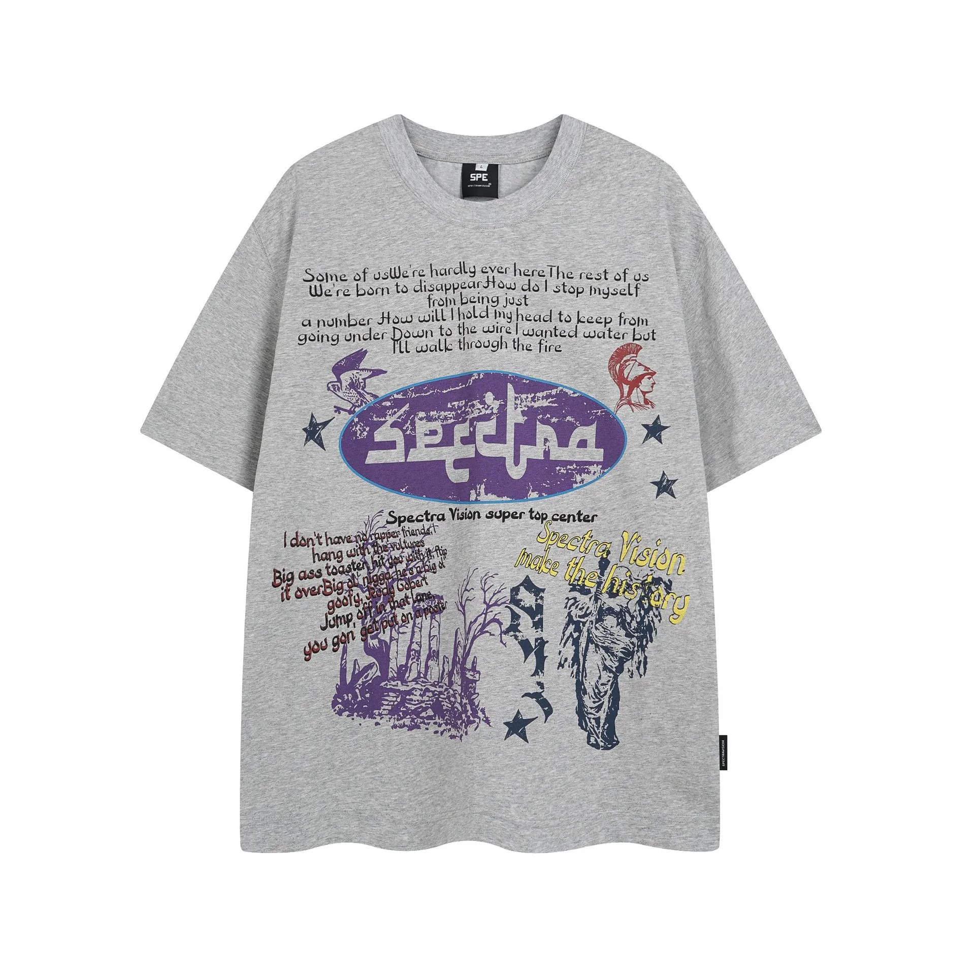 Jiayiku Men's  New Summer American-style Retro Niche Personalized Printed T-shirt Trendy Men's High Weight Short-sleeved T-shirt display picture 5