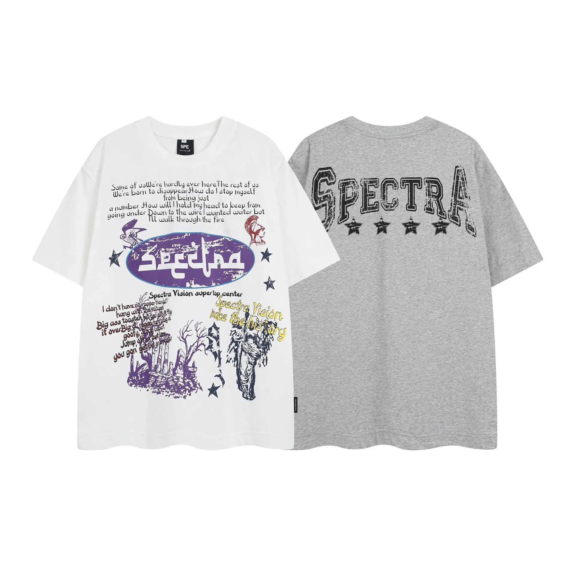 Jiayiku Men's  New Summer American-style Retro Niche Personalized Printed T-shirt Trendy Men's High Weight Short-sleeved T-shirt display picture 2