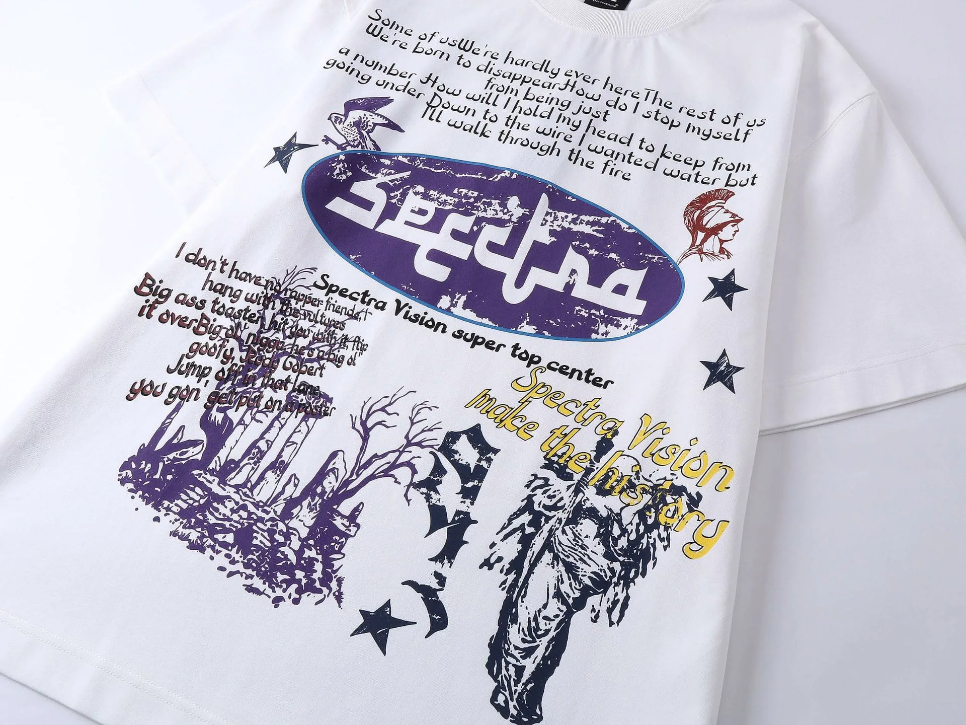 Jiayiku Men's  New Summer American-style Retro Niche Personalized Printed T-shirt Trendy Men's High Weight Short-sleeved T-shirt display picture 7