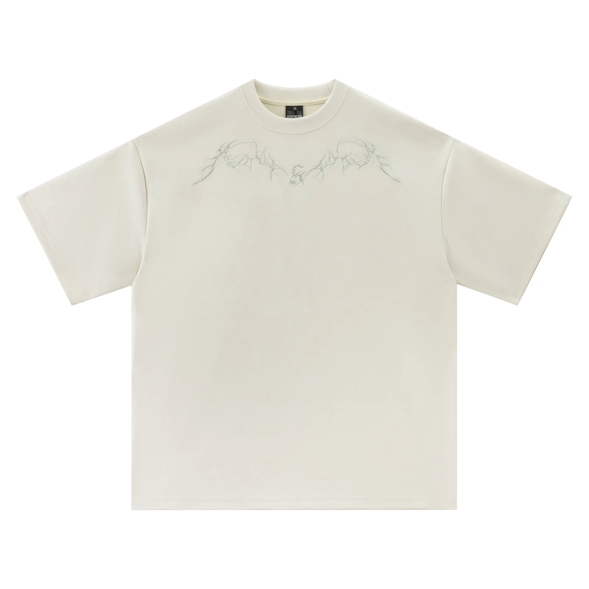 Jiayiku Men's  New American Street Fashion Brand Suede T-shirt Men's Thorn Embroidery High Street Short Sleeve Tee display picture 4