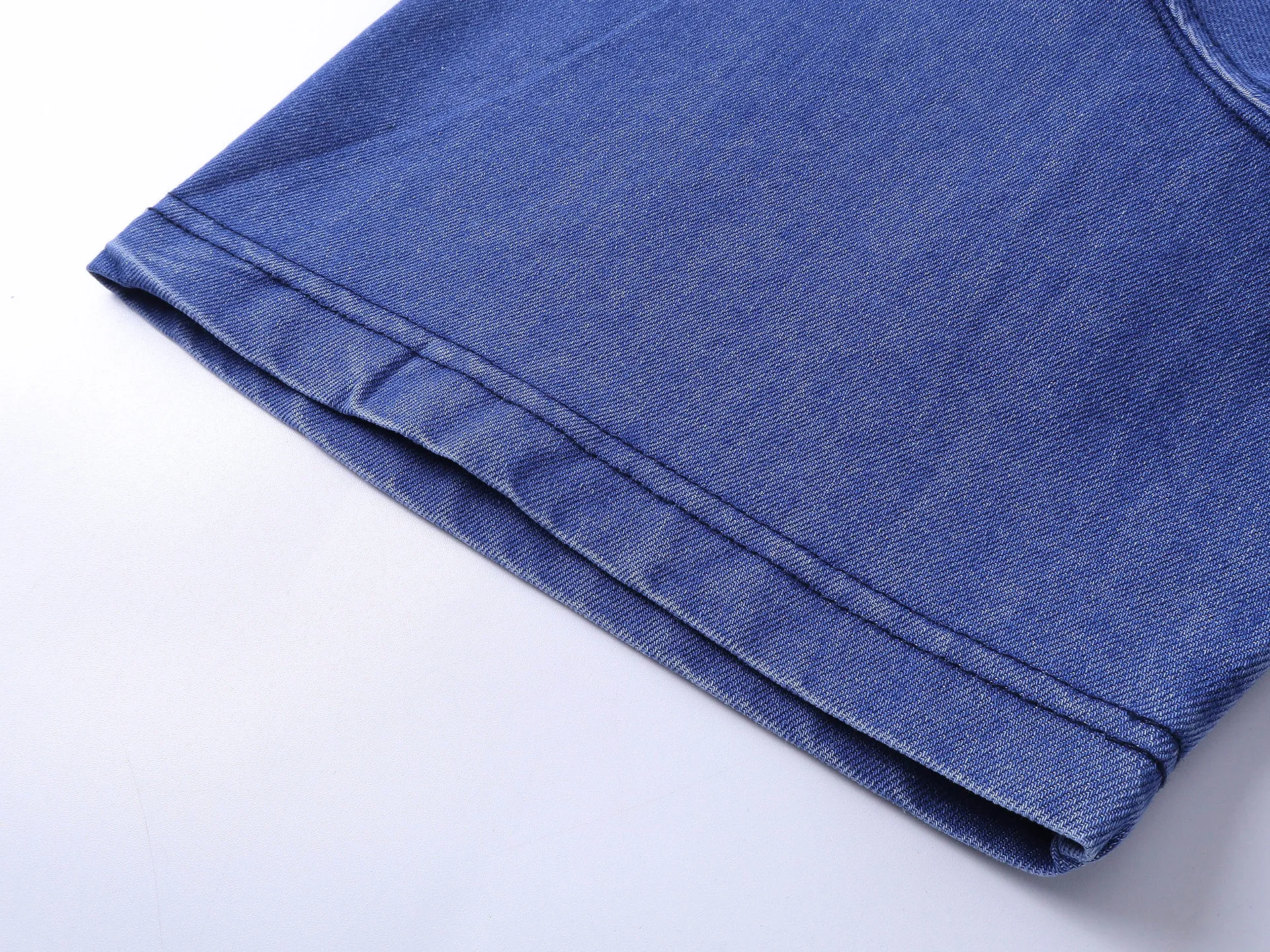 Jiayiku Fashion Brand  Summer New American Retro Patch Embroidery Gradient Color Washed Denim T-shirt Short Sleeve display picture 21
