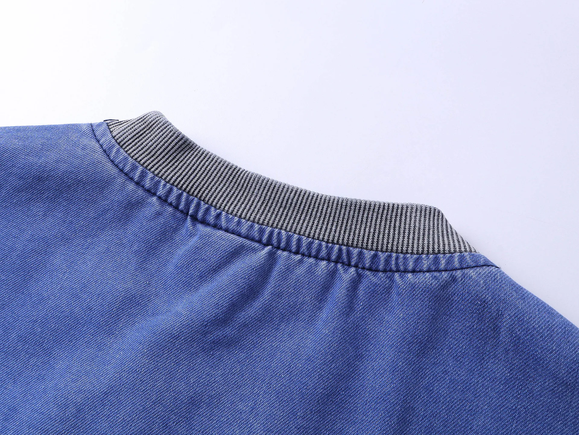 Jiayiku Fashion Brand  Summer New American Retro Patch Embroidery Gradient Color Washed Denim T-shirt Short Sleeve display picture 22