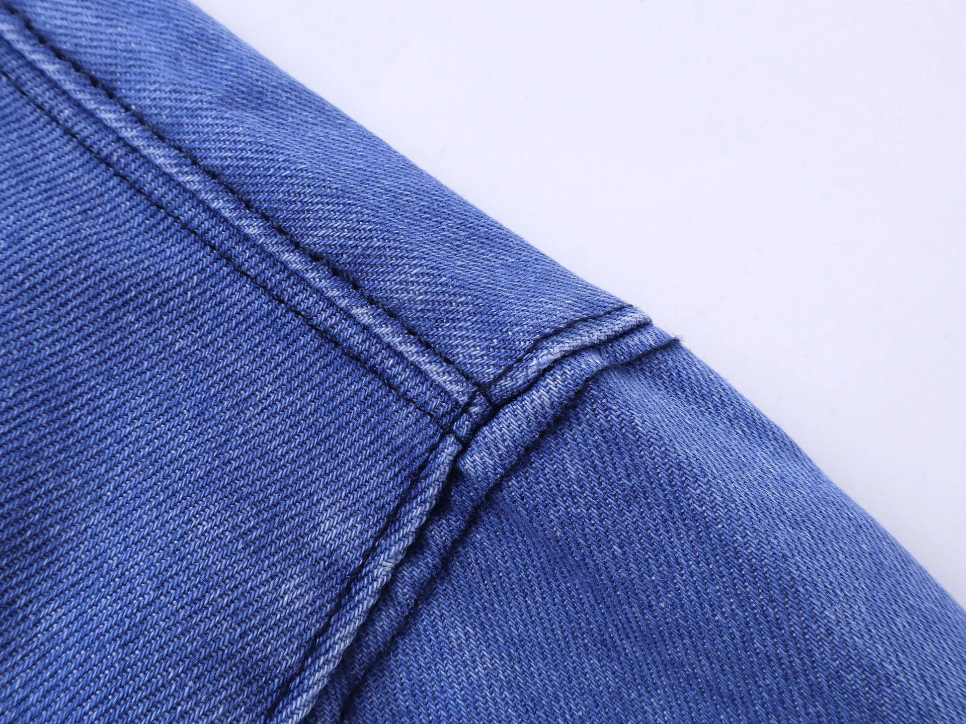 Jiayiku Fashion Brand  Summer New American Retro Patch Embroidery Gradient Color Washed Denim T-shirt Short Sleeve display picture 23
