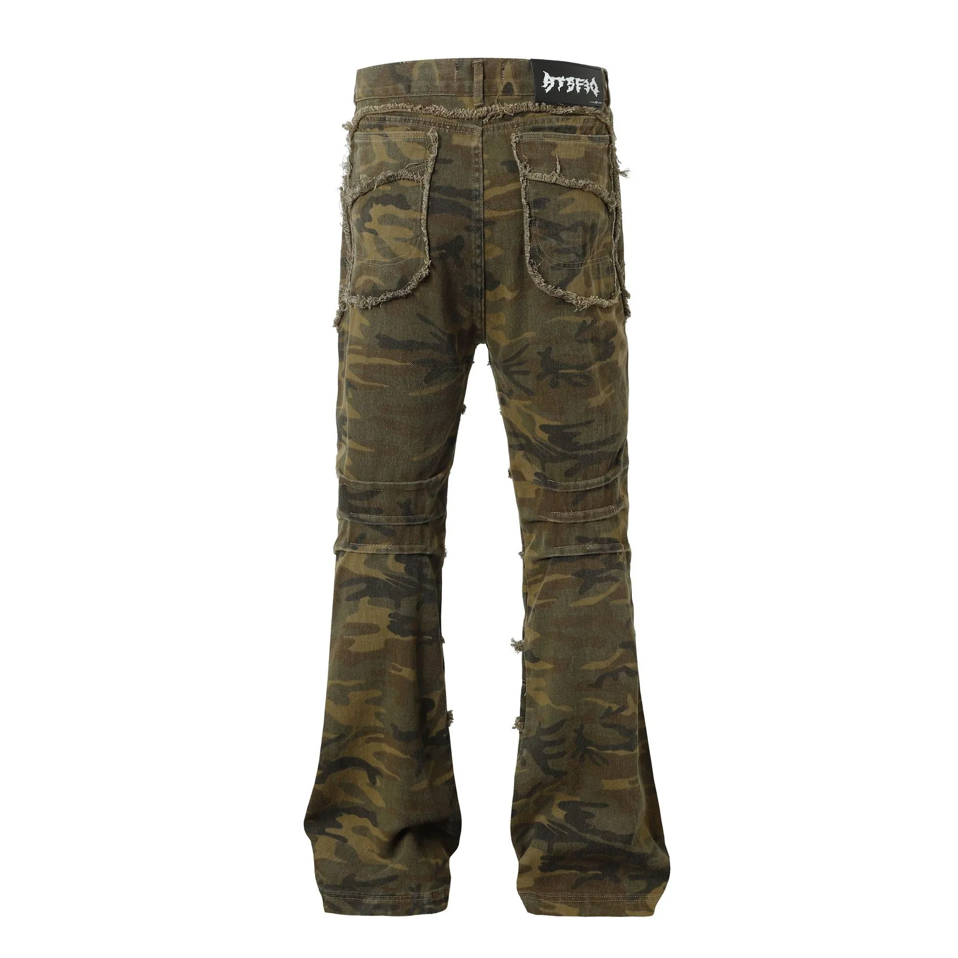 Jiayiku Chao Brand   High Street Vibe Camouflage Rough Wash Jeans display picture 13
