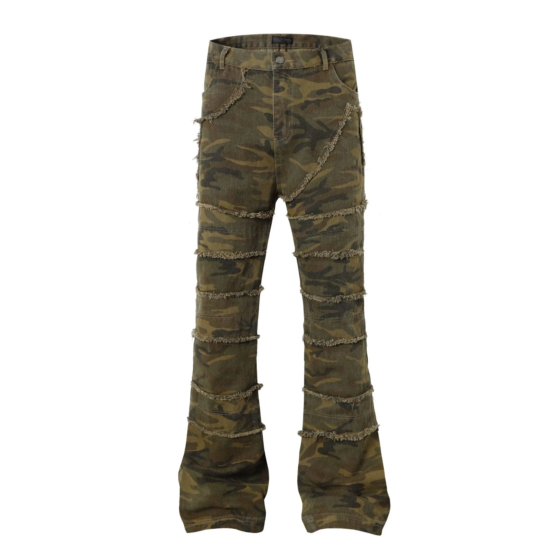 Jiayiku Chao Brand   High Street Vibe Camouflage Rough Wash Jeans display picture 14