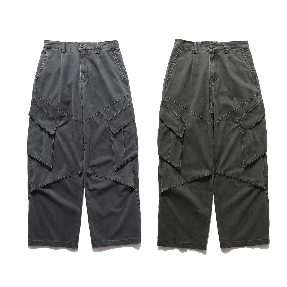 Jiayiku Men's  New Arrival Ami Kaji New Style Vintage Washed Overalls Loose Wide Leg Casual Trousers display picture 2