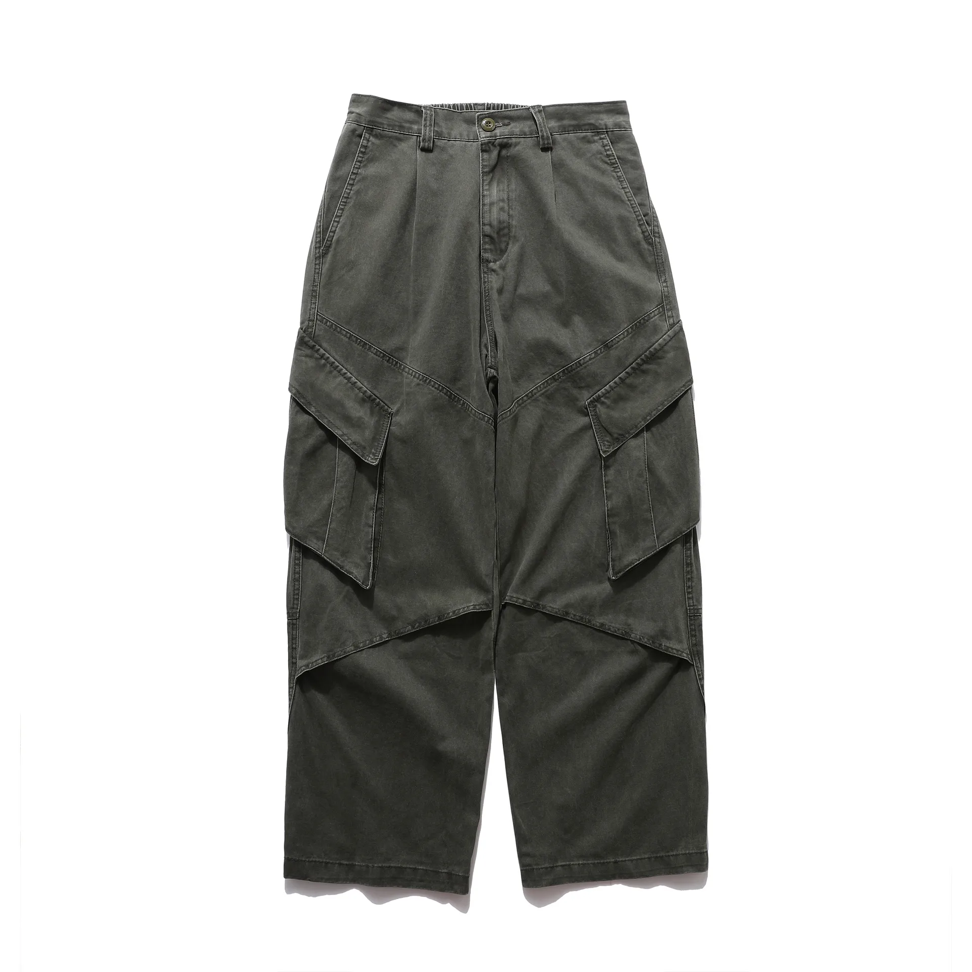 Jiayiku Men's  New Arrival Ami Kaji New Style Vintage Washed Overalls Loose Wide Leg Casual Trousers display picture 3