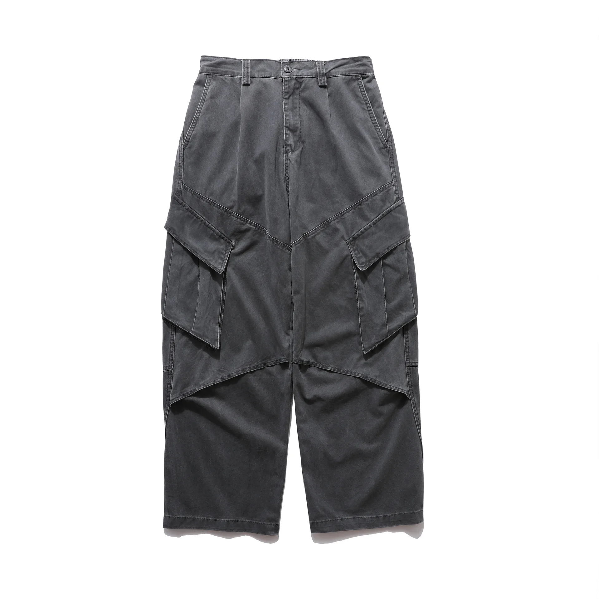 Jiayiku Men's  New Arrival Ami Kaji New Style Vintage Washed Overalls Loose Wide Leg Casual Trousers display picture 4