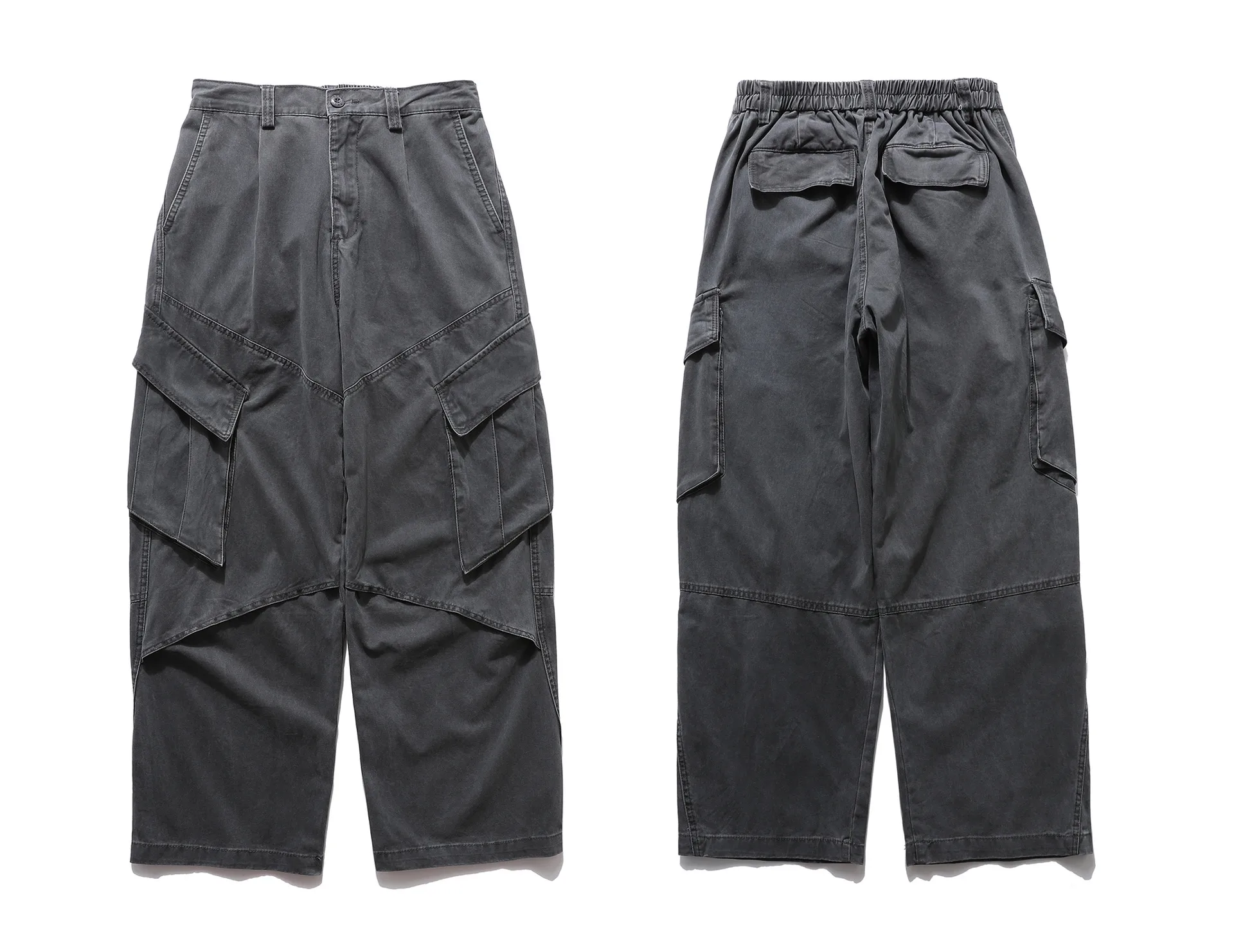 Jiayiku Men's  New Arrival Ami Kaji New Style Vintage Washed Overalls Loose Wide Leg Casual Trousers display picture 8