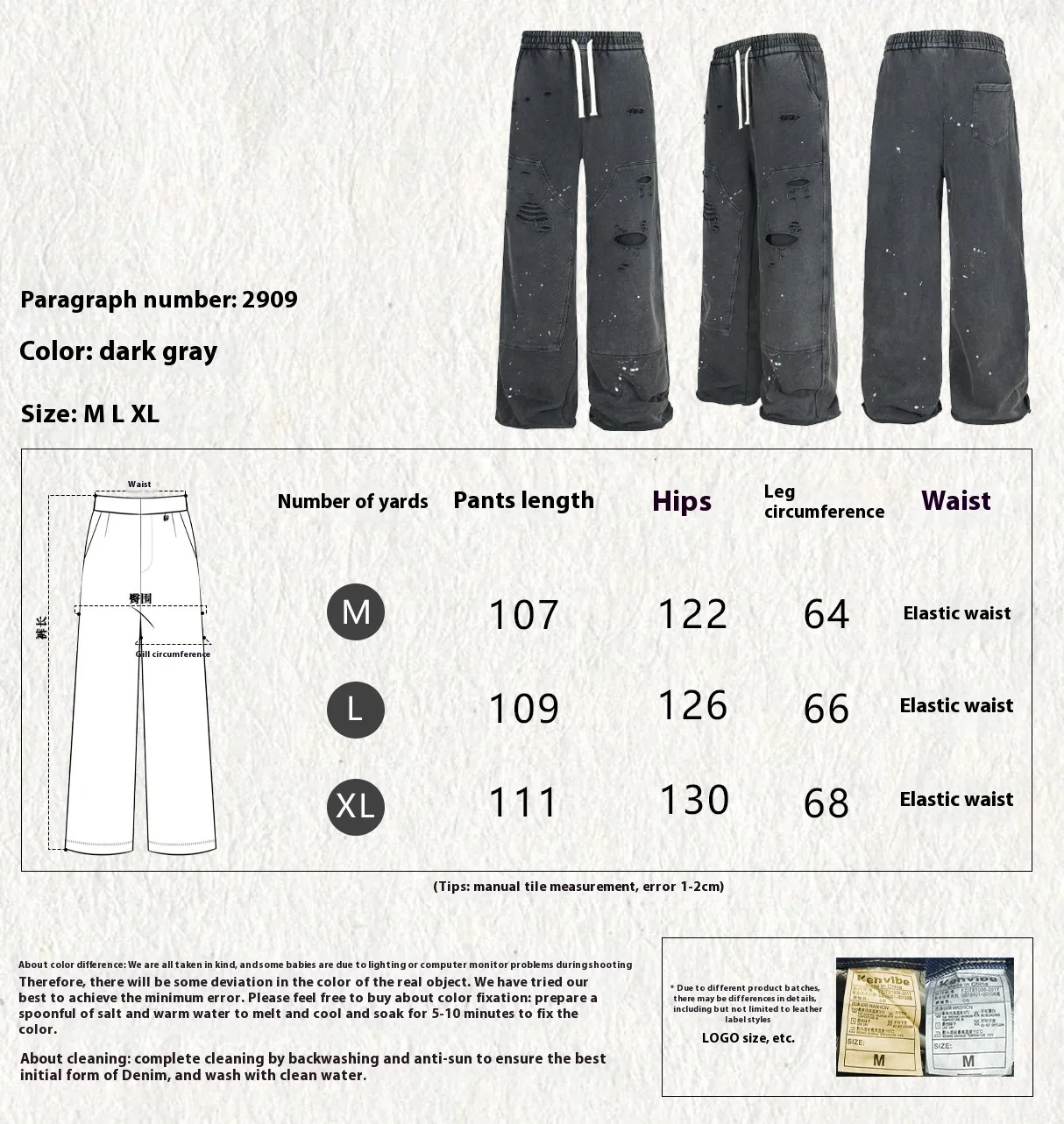 Jiayi Library Men's  New Arrival Waste Earth Style American Style Retro Hole-Rapped Washed Pants Hangling Sense Straight Casual Pants display picture 1