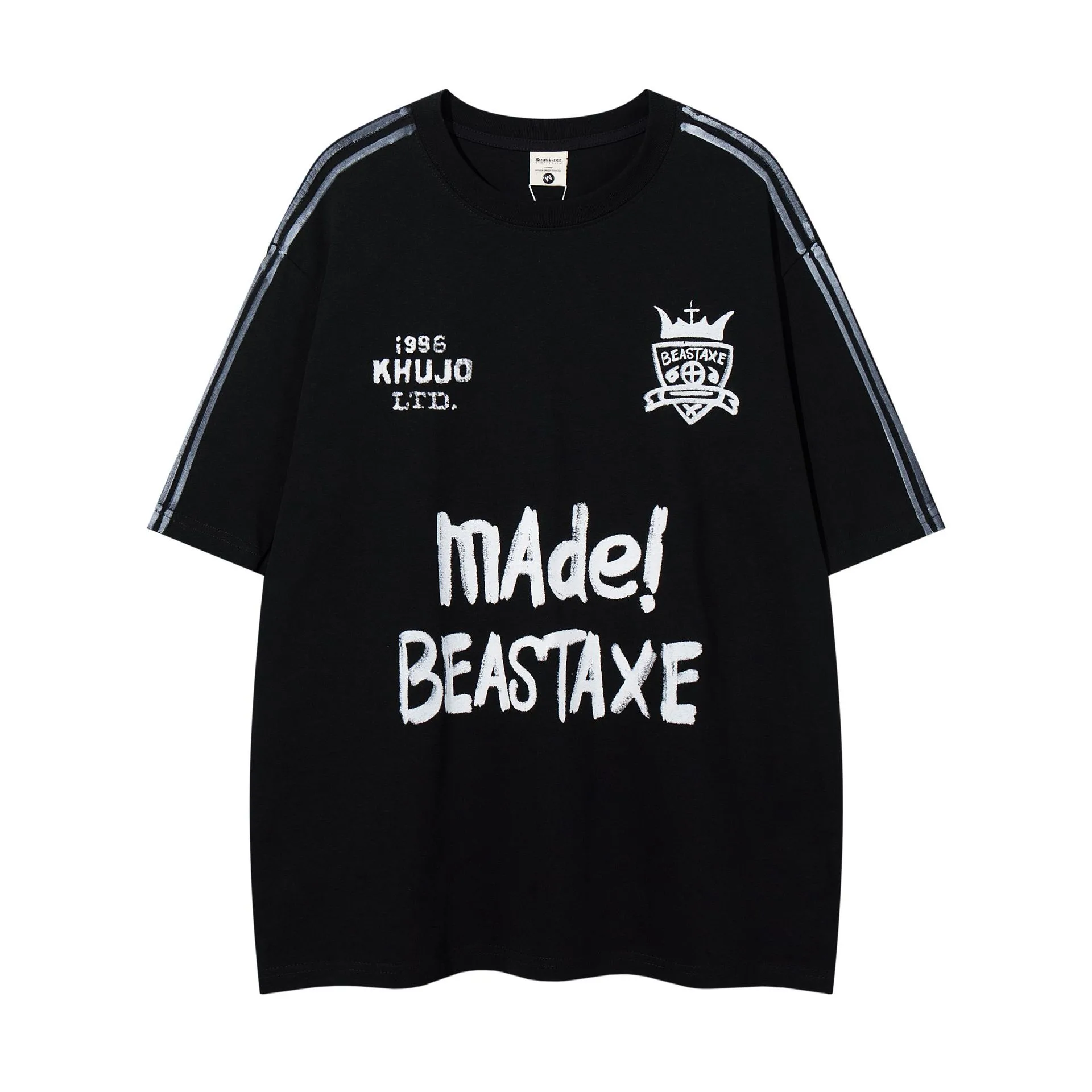 Jiayiku Men's  Summer New American Retro Trendy Brand Tee T-shirt Graffiti Print Short-sleeved T-shirt For Men display picture 3