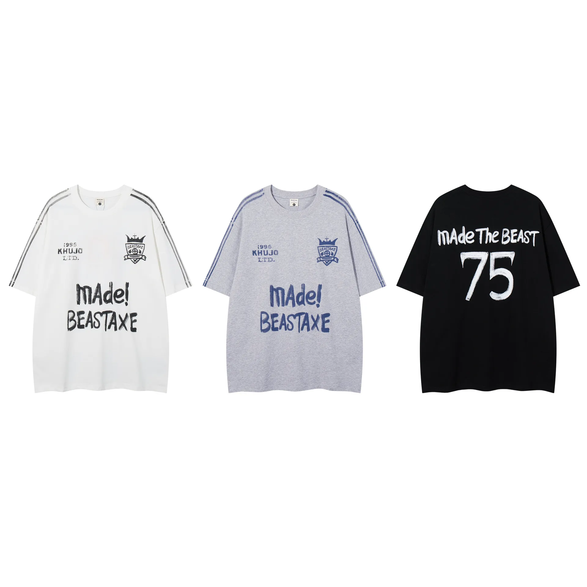 Jiayiku Men's  Summer New American Retro Trendy Brand Tee T-shirt Graffiti Print Short-sleeved T-shirt For Men display picture 2