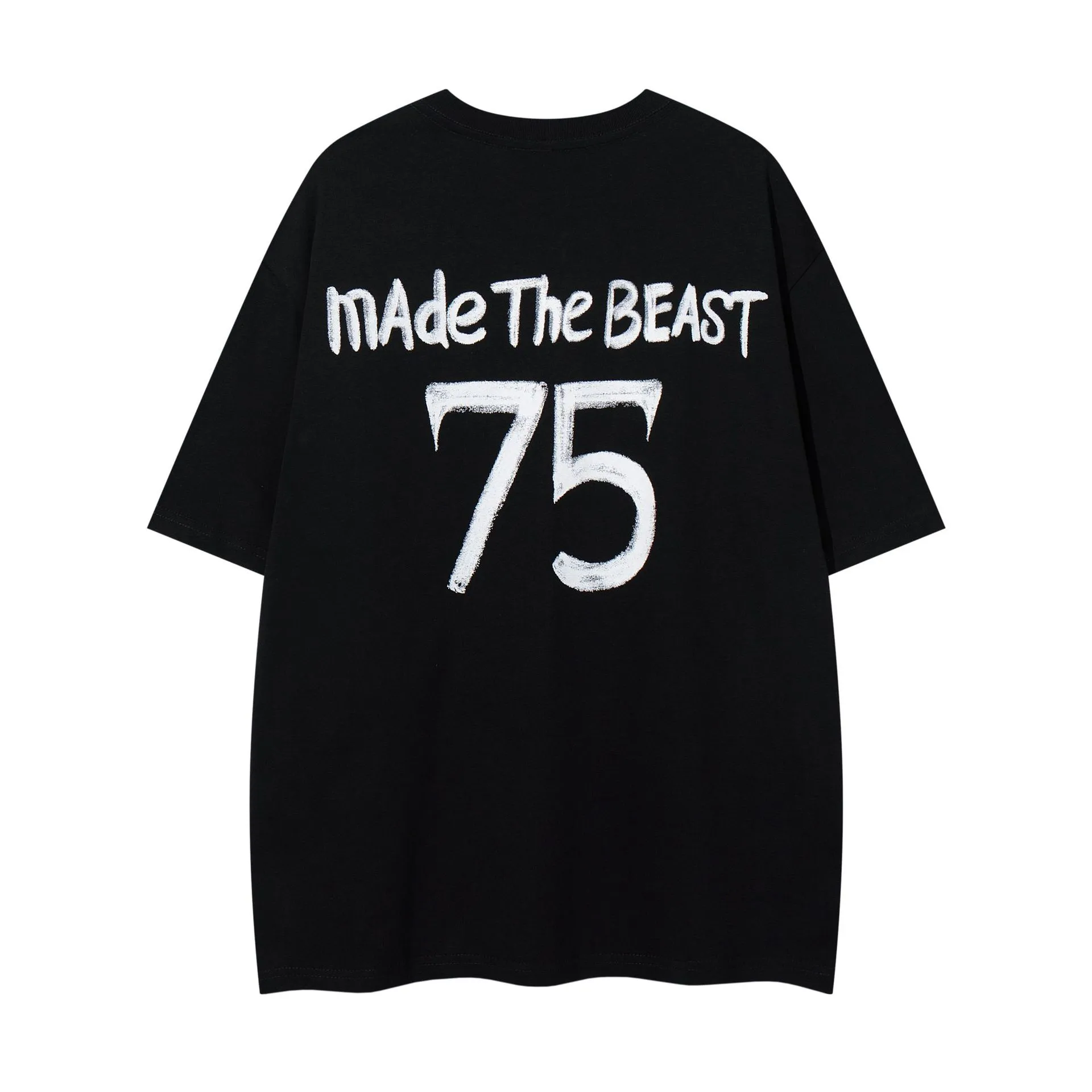 Jiayiku Men's  Summer New American Retro Trendy Brand Tee T-shirt Graffiti Print Short-sleeved T-shirt For Men display picture 4
