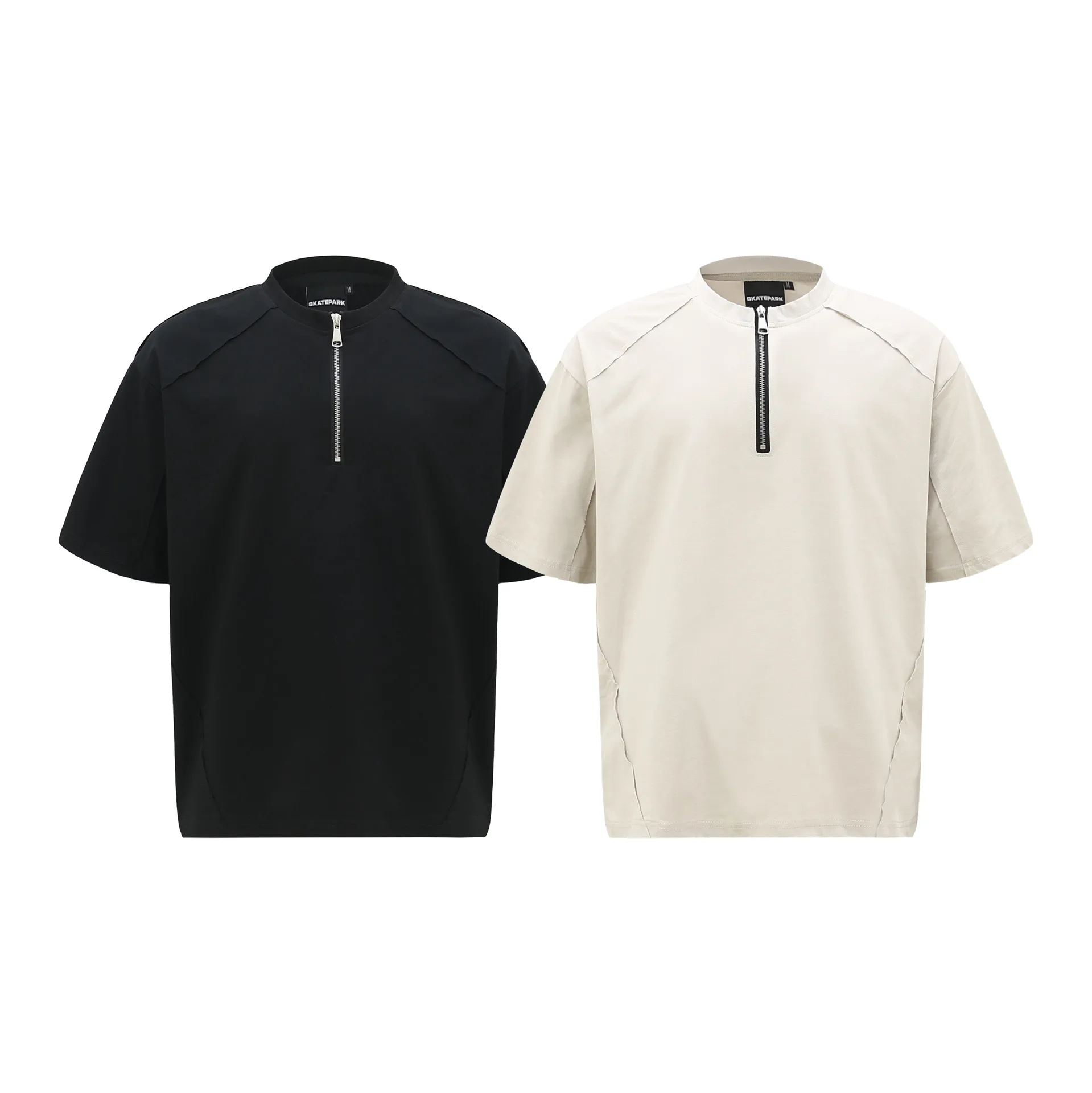 Jiayi Library Men's  New Summer American Retro Niche Personality Zipper Design T-shirt Short Sleeve High Sense display picture 2