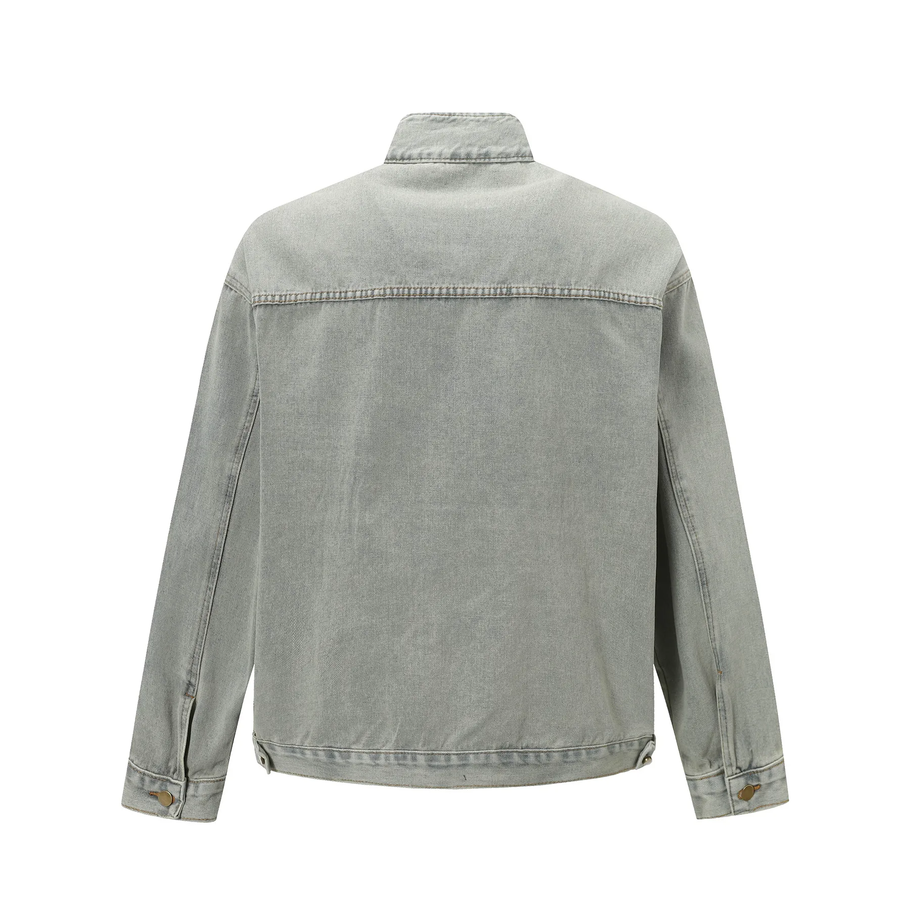 Jiayi Library Men's  Spring New American Retro Heavy Washing Water Fixation Denim Jacket Collar Jacket Men's display picture 6