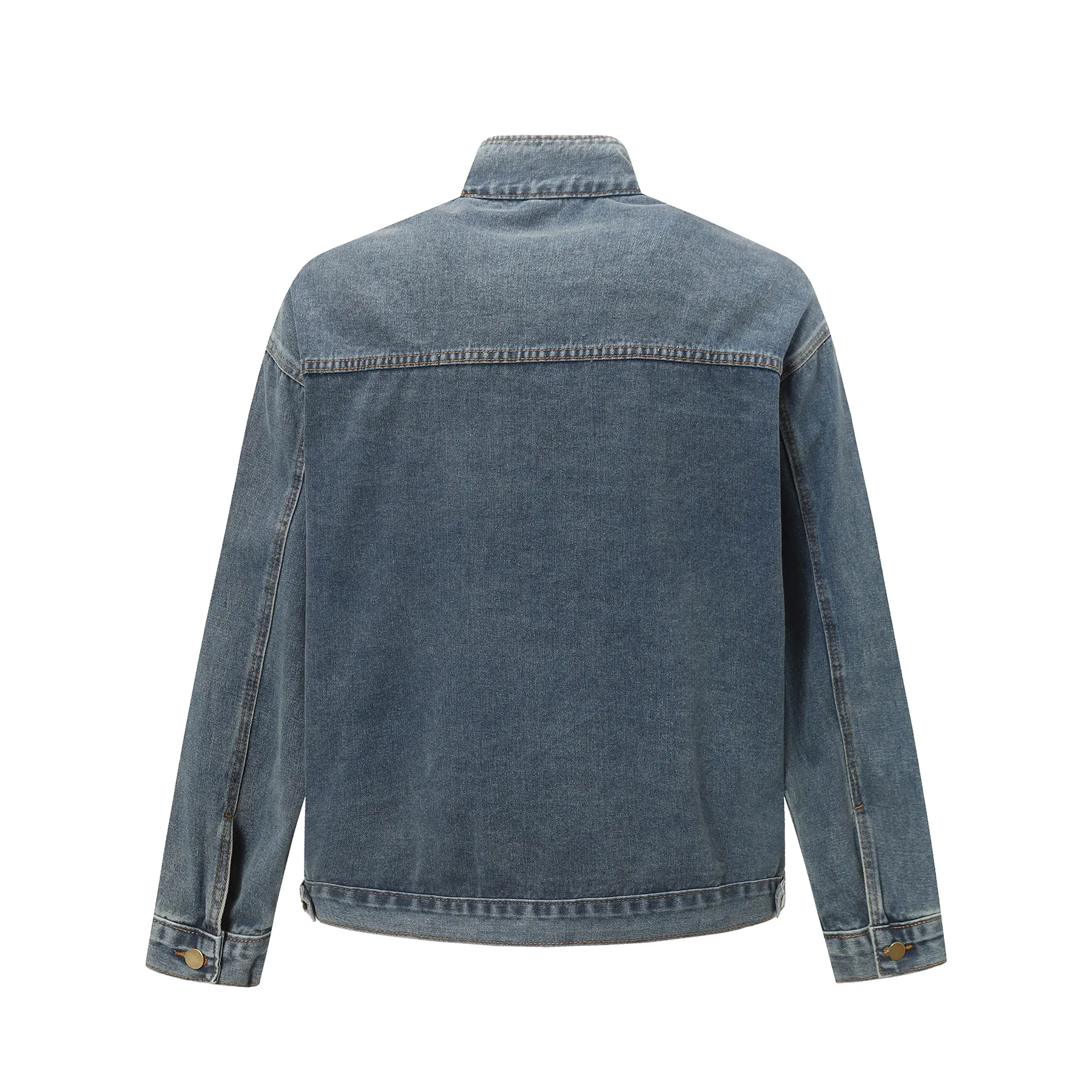 Jiayi Library Men's  Spring New American Retro Heavy Washing Water Fixation Denim Jacket Collar Jacket Men's display picture 4