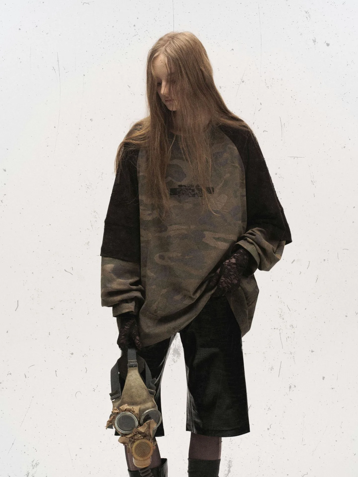 Jiayiku Fashion Brand  New American Street Fashion Brand Camouflage Tee Fake Two-piece Lace Stitching T-shirt Pullover display picture 9