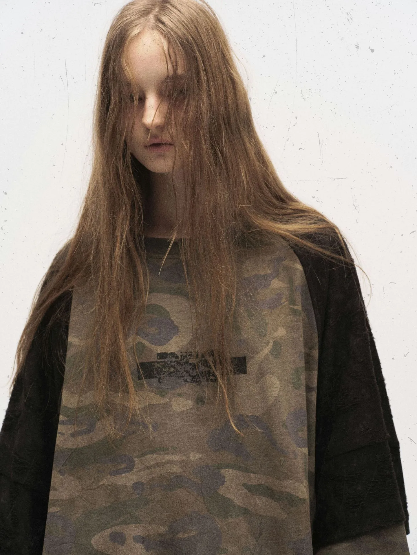 Jiayiku Fashion Brand  New American Street Fashion Brand Camouflage Tee Fake Two-piece Lace Stitching T-shirt Pullover display picture 10