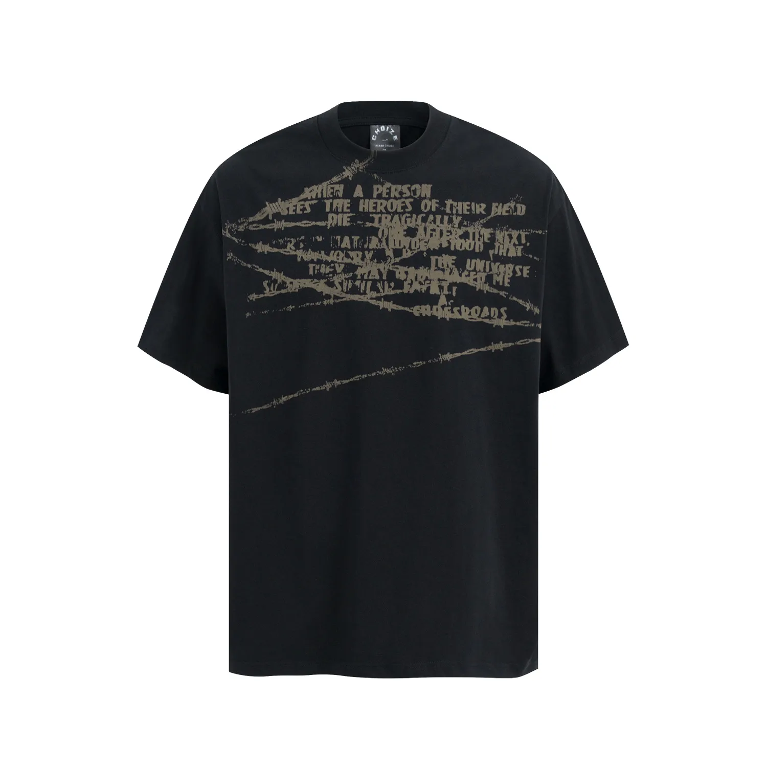 Jiayiku Men's Clothing  Summer American Street Fashion Brand Washed Tee T-shirt Creative Printed T-shirt Short-sleeved Men display picture 3