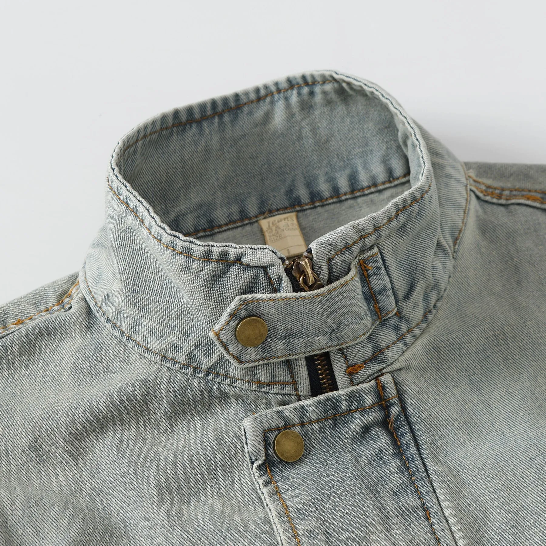 Jiayi Library Men's  Spring New American Retro Heavy Washing Water Fixation Denim Jacket Collar Jacket Men's display picture 16