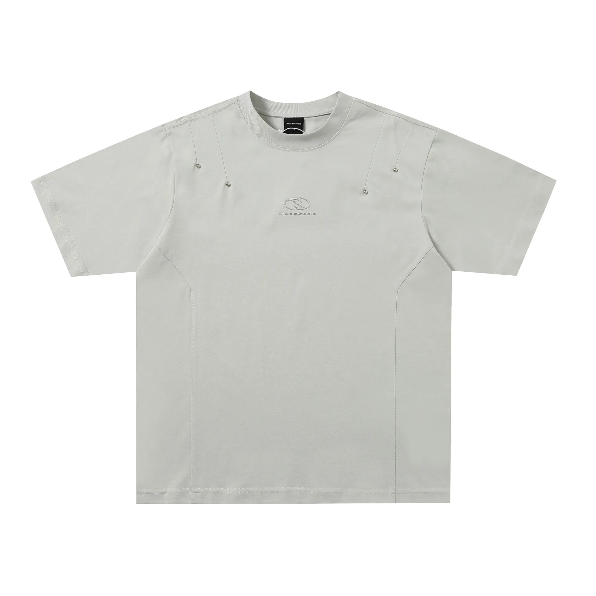 Jiayiku Men's  Summer New American Retro Fashion Brand Rivet Design Heavy Cotton Short-sleeved T-shirt display picture 3