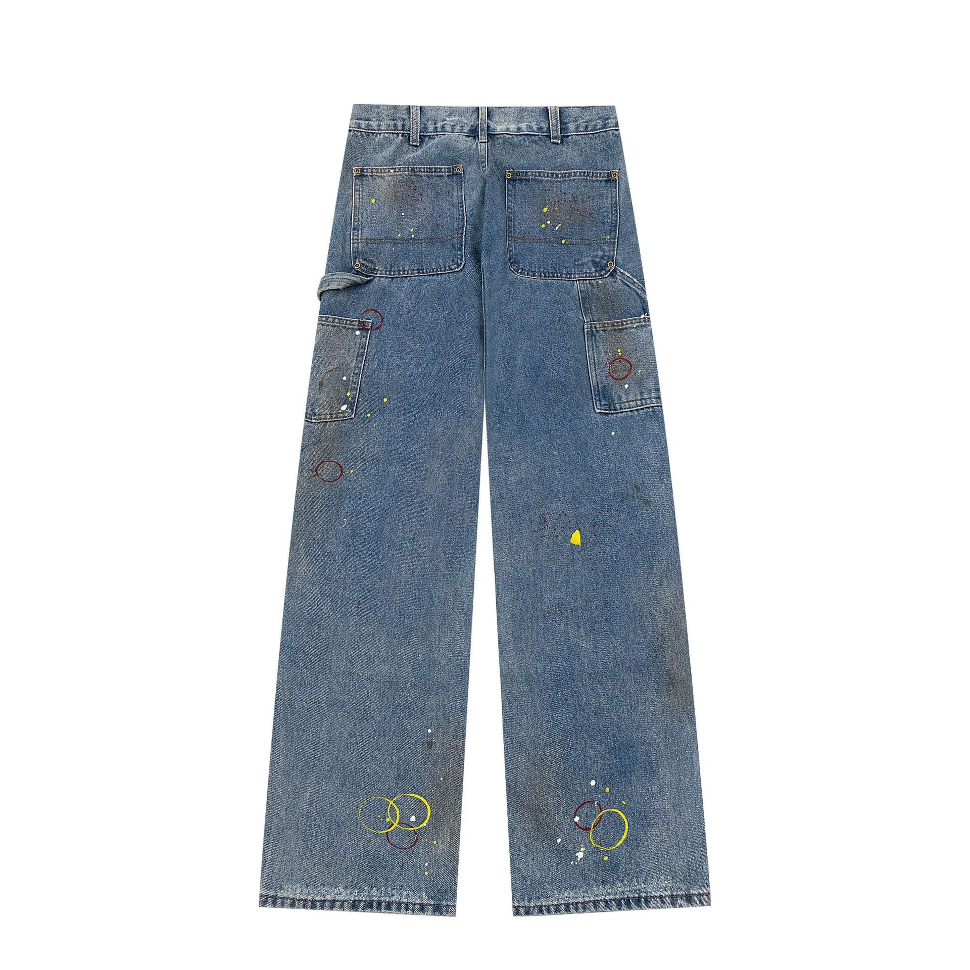 Jiayiku Tide Brand  New Waste Soil Style American Dirty Washed Jeans Straight Tube Personality Long Cleanfit display picture 4