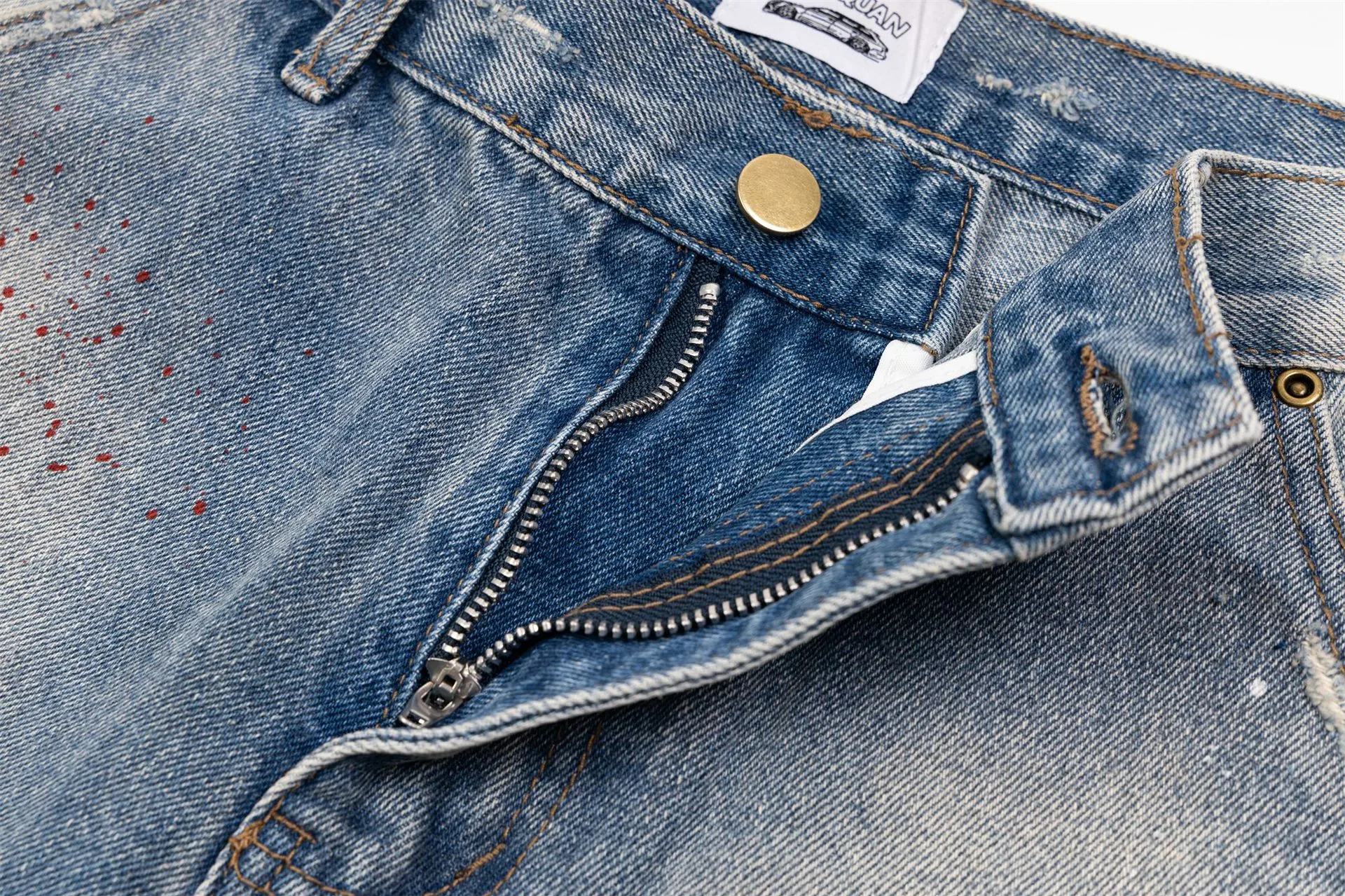 Jiayiku Tide Brand  New Waste Soil Style American Dirty Washed Jeans Straight Tube Personality Long Cleanfit display picture 6