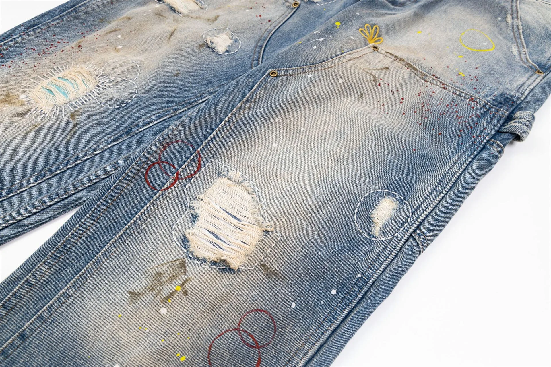 Jiayiku Tide Brand  New Waste Soil Style American Dirty Washed Jeans Straight Tube Personality Long Cleanfit display picture 7