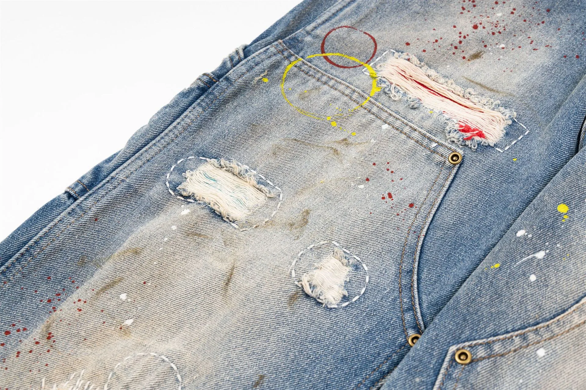Jiayiku Tide Brand  New Waste Soil Style American Dirty Washed Jeans Straight Tube Personality Long Cleanfit display picture 9