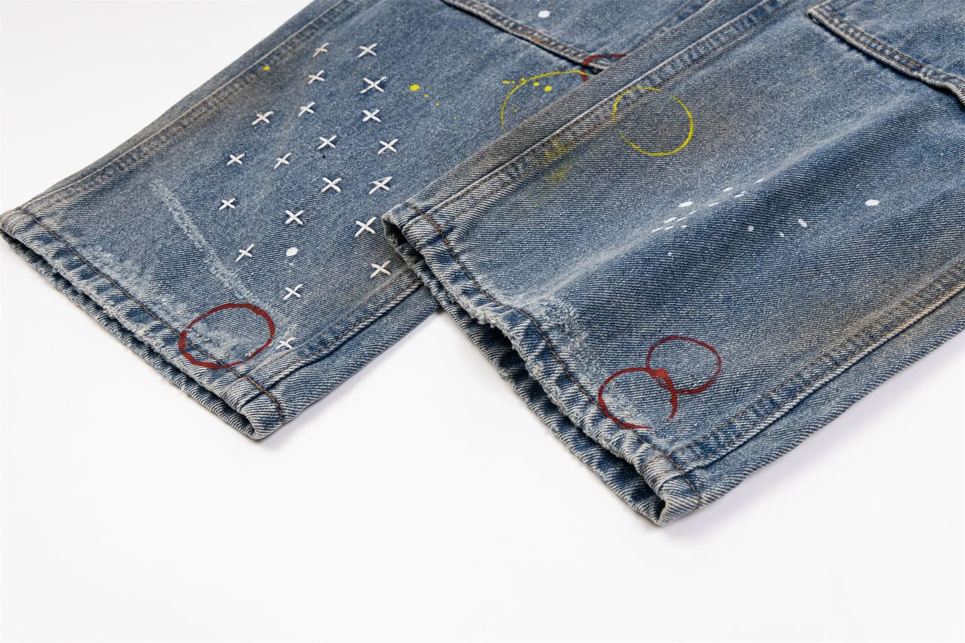 Jiayiku Tide Brand  New Waste Soil Style American Dirty Washed Jeans Straight Tube Personality Long Cleanfit display picture 11