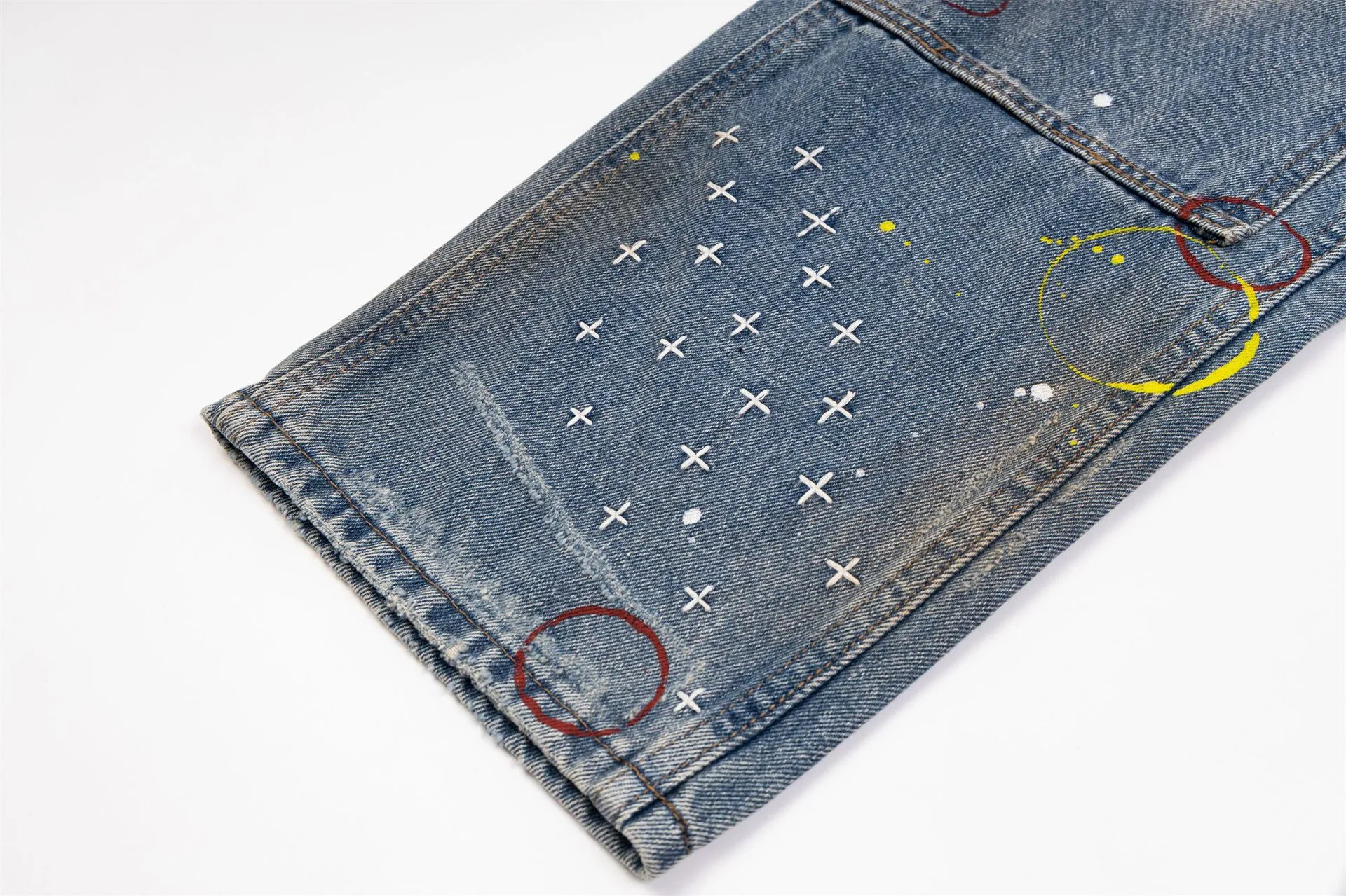 Jiayiku Tide Brand  New Waste Soil Style American Dirty Washed Jeans Straight Tube Personality Long Cleanfit display picture 12