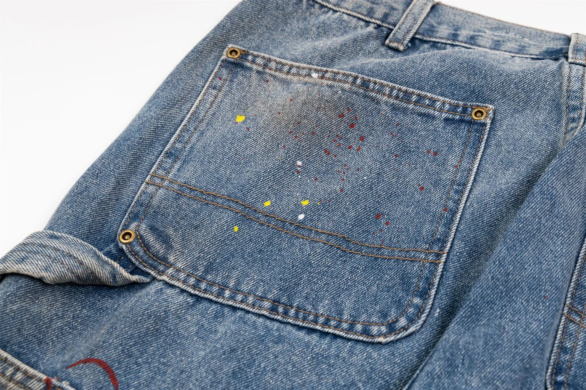 Jiayiku Tide Brand  New Waste Soil Style American Dirty Washed Jeans Straight Tube Personality Long Cleanfit display picture 14