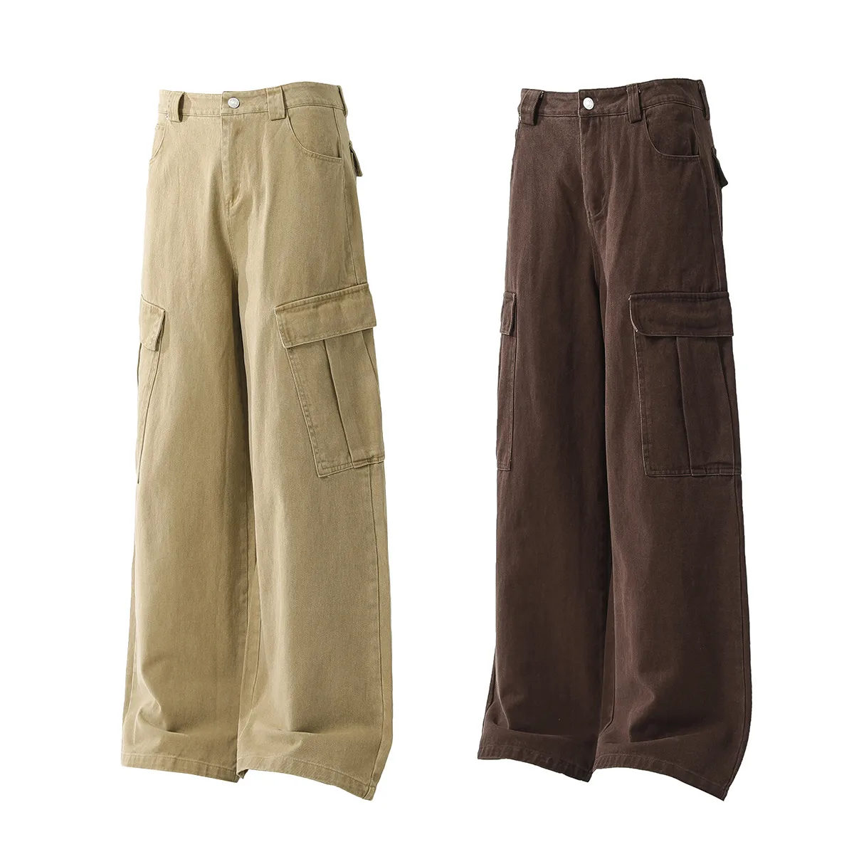 Jiayi Library Men's  Spring High Street American Vintage Washed Workwear Casual Pants Loose Straight Wide Leg Pants display picture 3