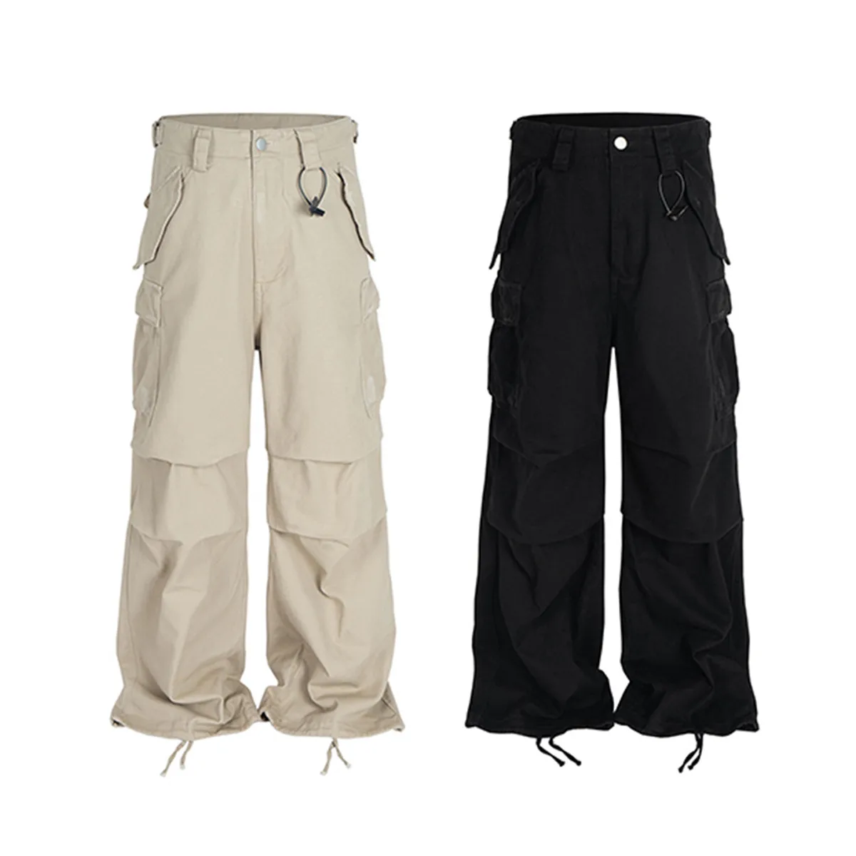 Jiayi Library Men's  Spring High Street American Retro Profile Baggy Overalls Loose Straight Casual Pants display picture 2