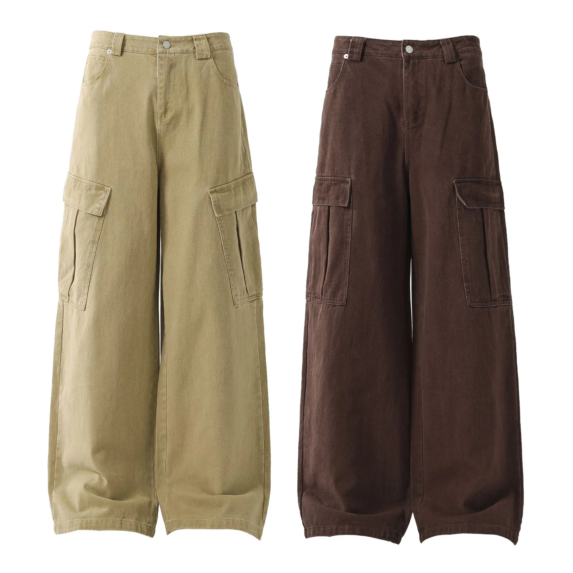 Jiayi Library Men's  Spring High Street American Vintage Washed Workwear Casual Pants Loose Straight Wide Leg Pants display picture 2