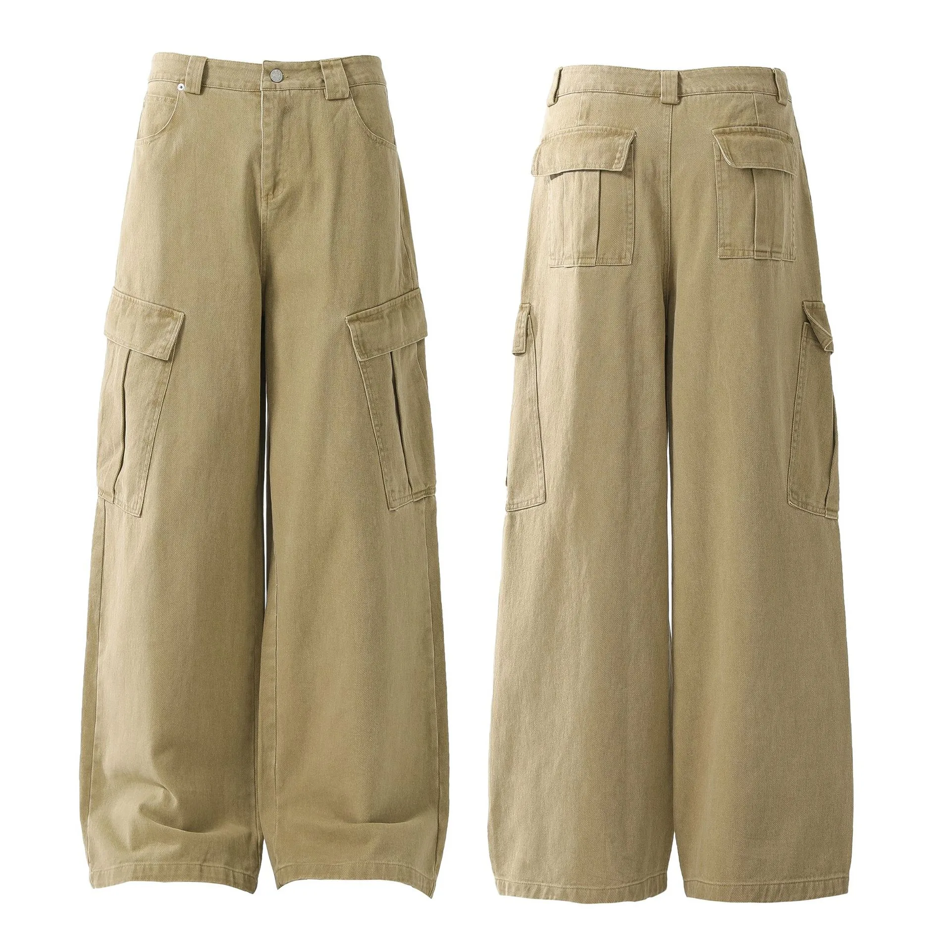 Jiayi Library Men's  Spring High Street American Vintage Washed Workwear Casual Pants Loose Straight Wide Leg Pants display picture 12