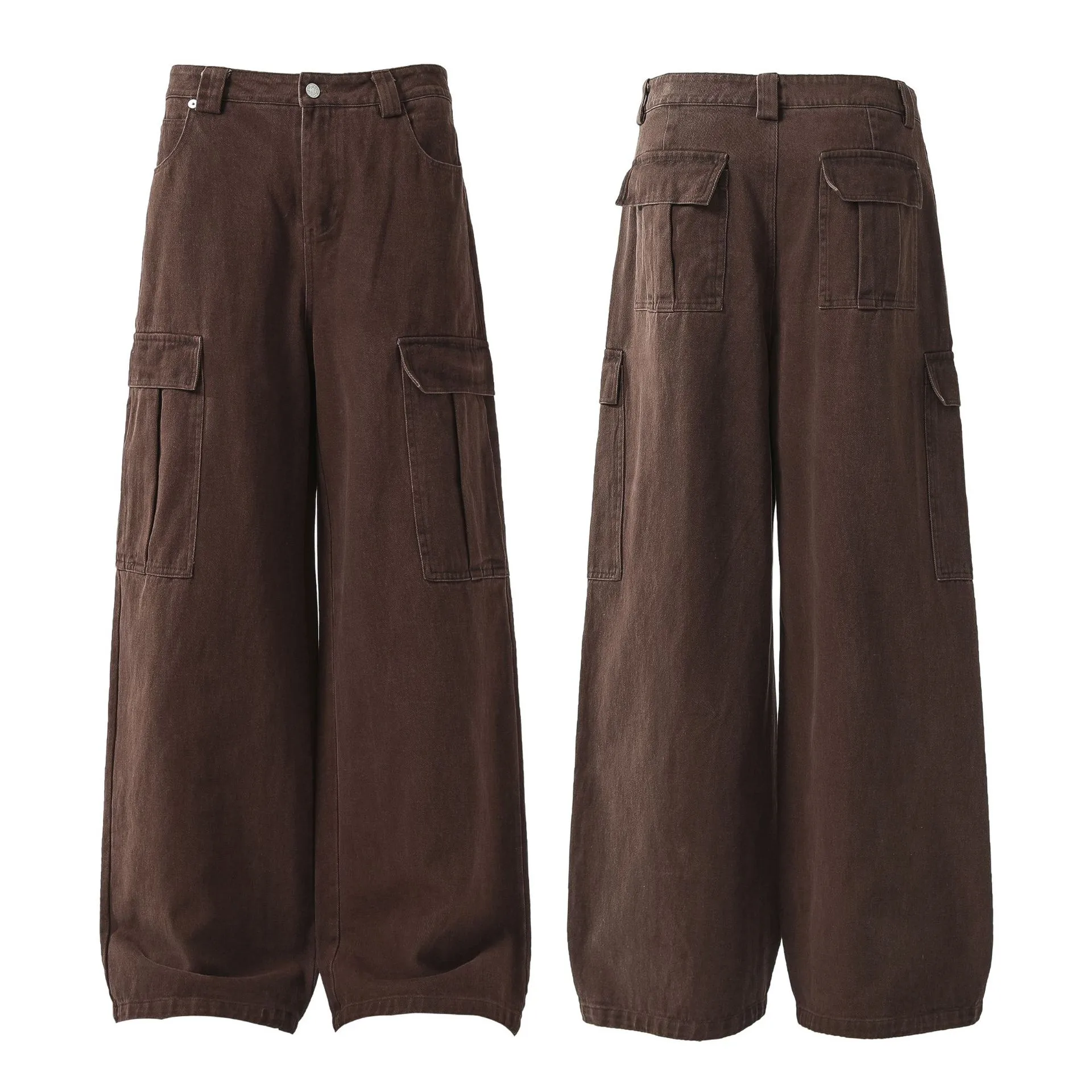 Jiayi Library Men's  Spring High Street American Vintage Washed Workwear Casual Pants Loose Straight Wide Leg Pants display picture 13