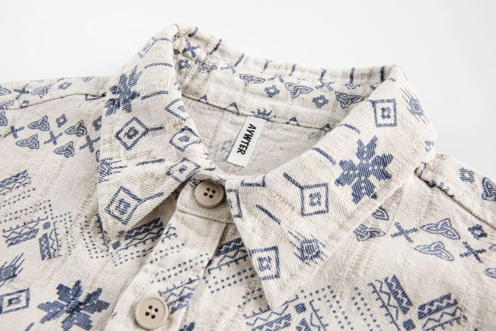 Jiayi Library Men's  Spring New Vintage Ethnic Style Nordic Herringbone Jacquard Shirt Exodical Shirt display picture 13